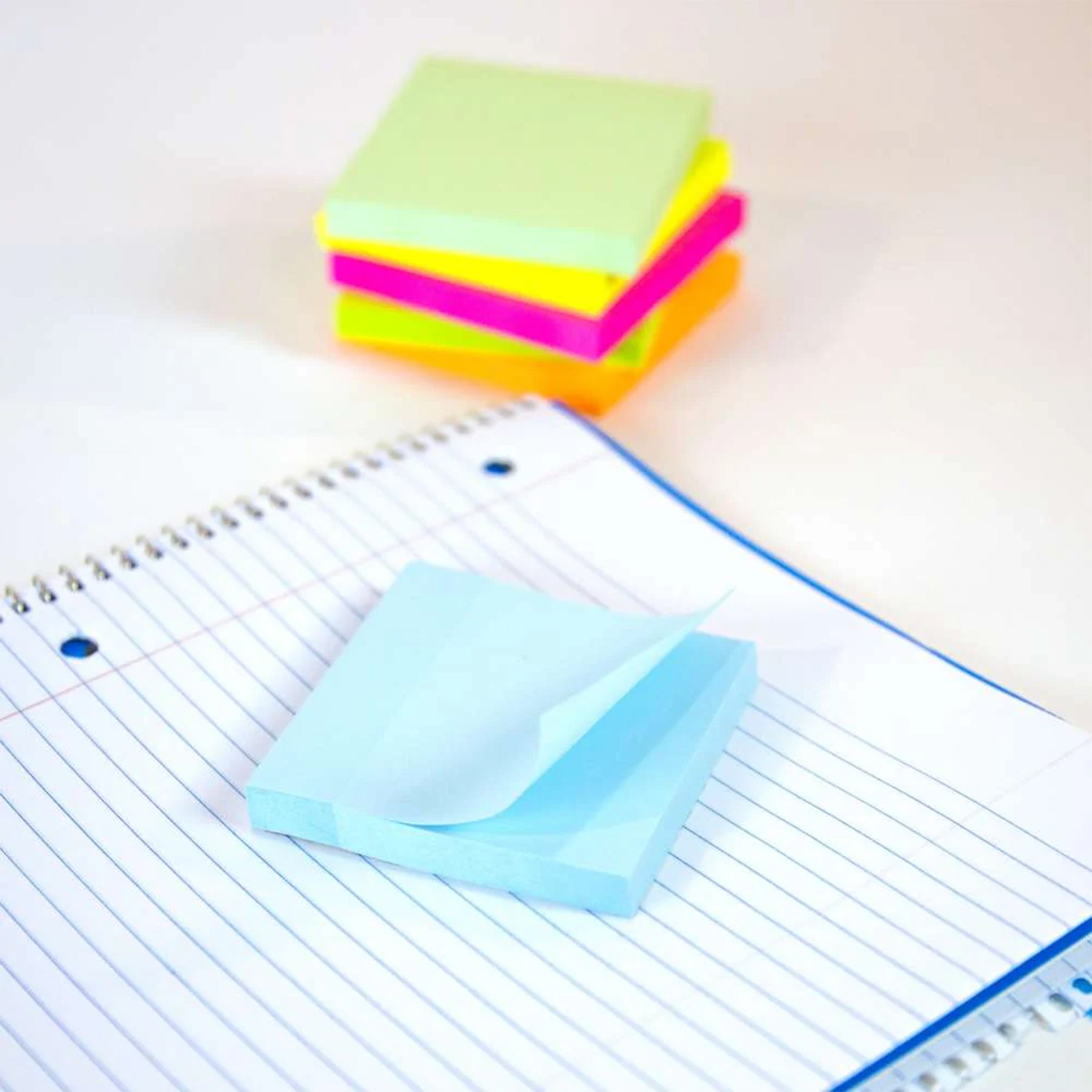 Stick On Notes, 3" x 3", Assorted, 100 Sheets, Pack of 12
