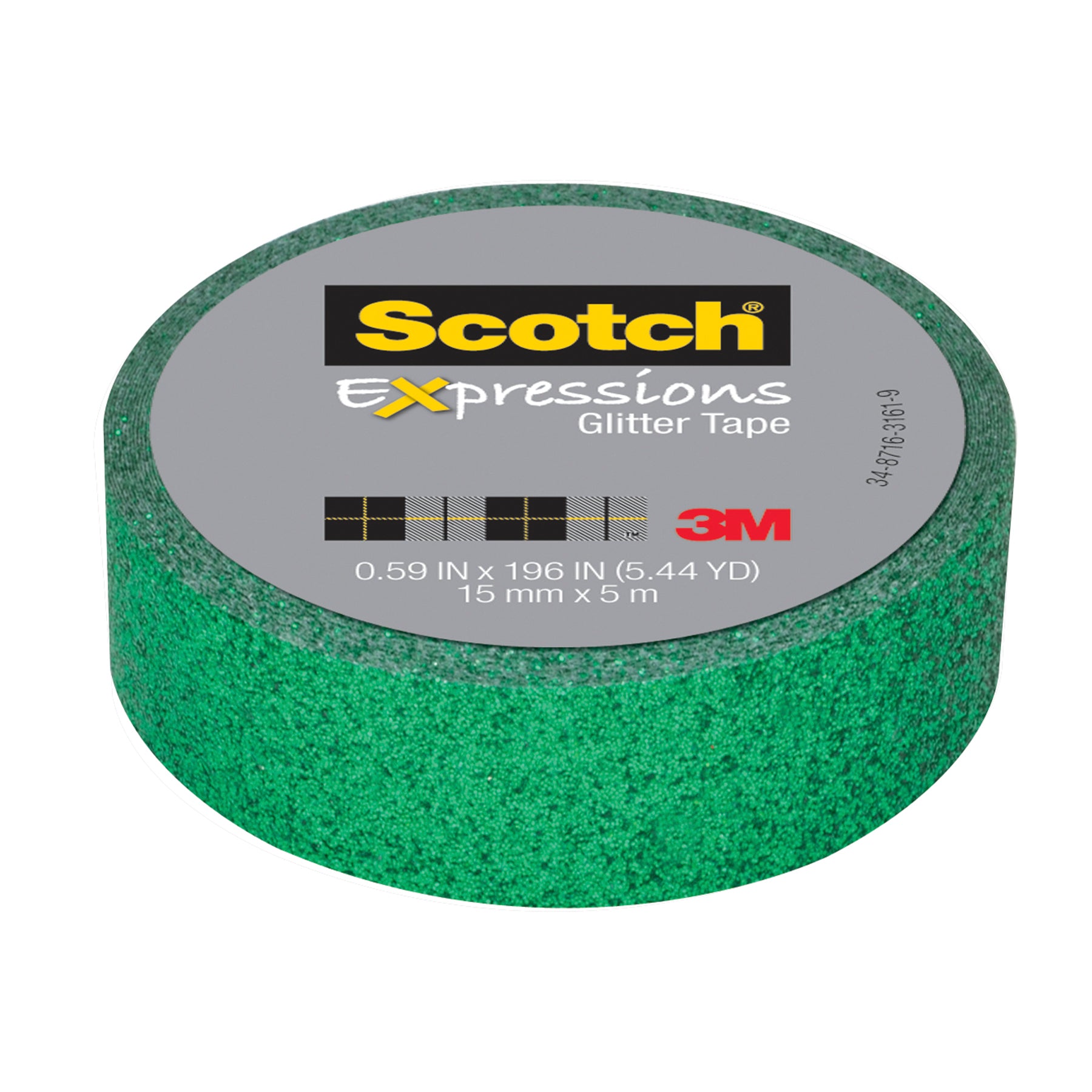 Expressions Glitter Tape, .59" x 196", Dark Green Glitter