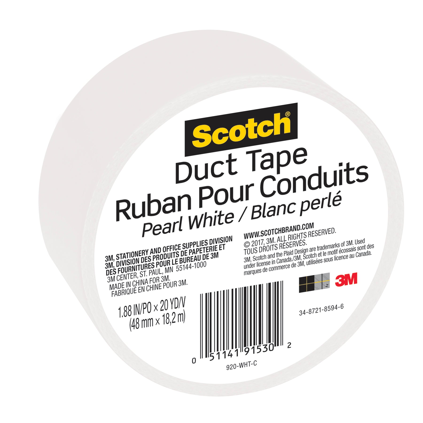Duct Tape for Artists, 1.88 in x 20 yd (48 mm x 18.2 m), White