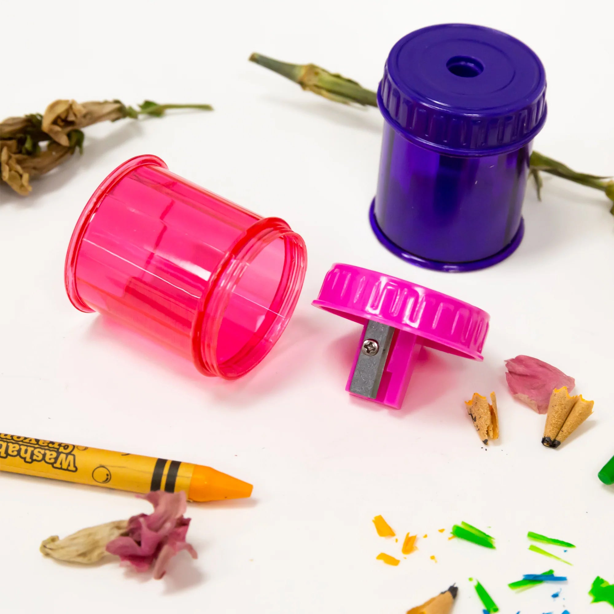 Single Hole Sharpener with Round Receptacle, Assorted Colors, 1 Sharpener