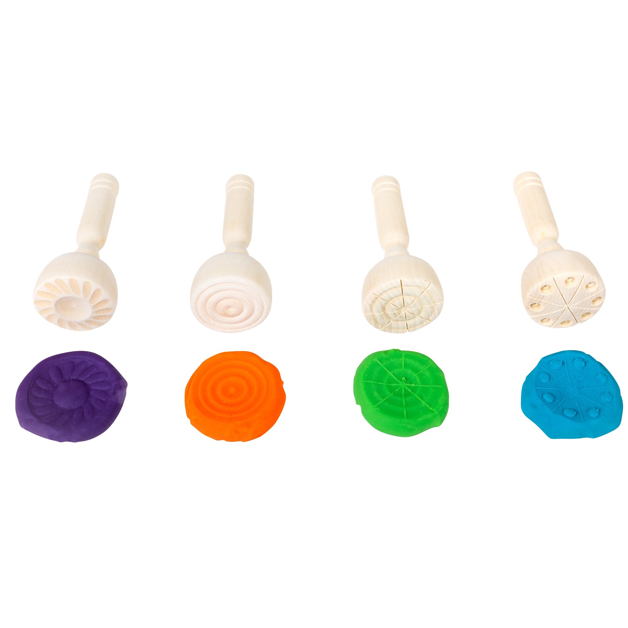 Wooden Dough Stampers, 4 Per Set, 3 Sets