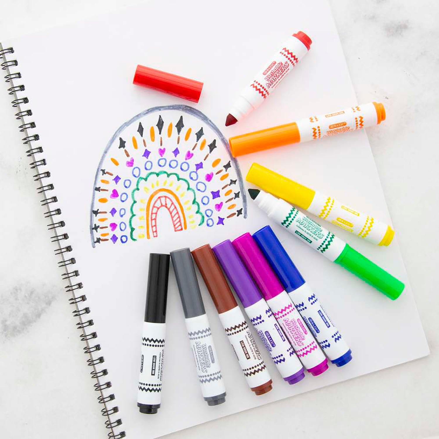 Washable Markers, Mini Broad Line, 10 Colors
