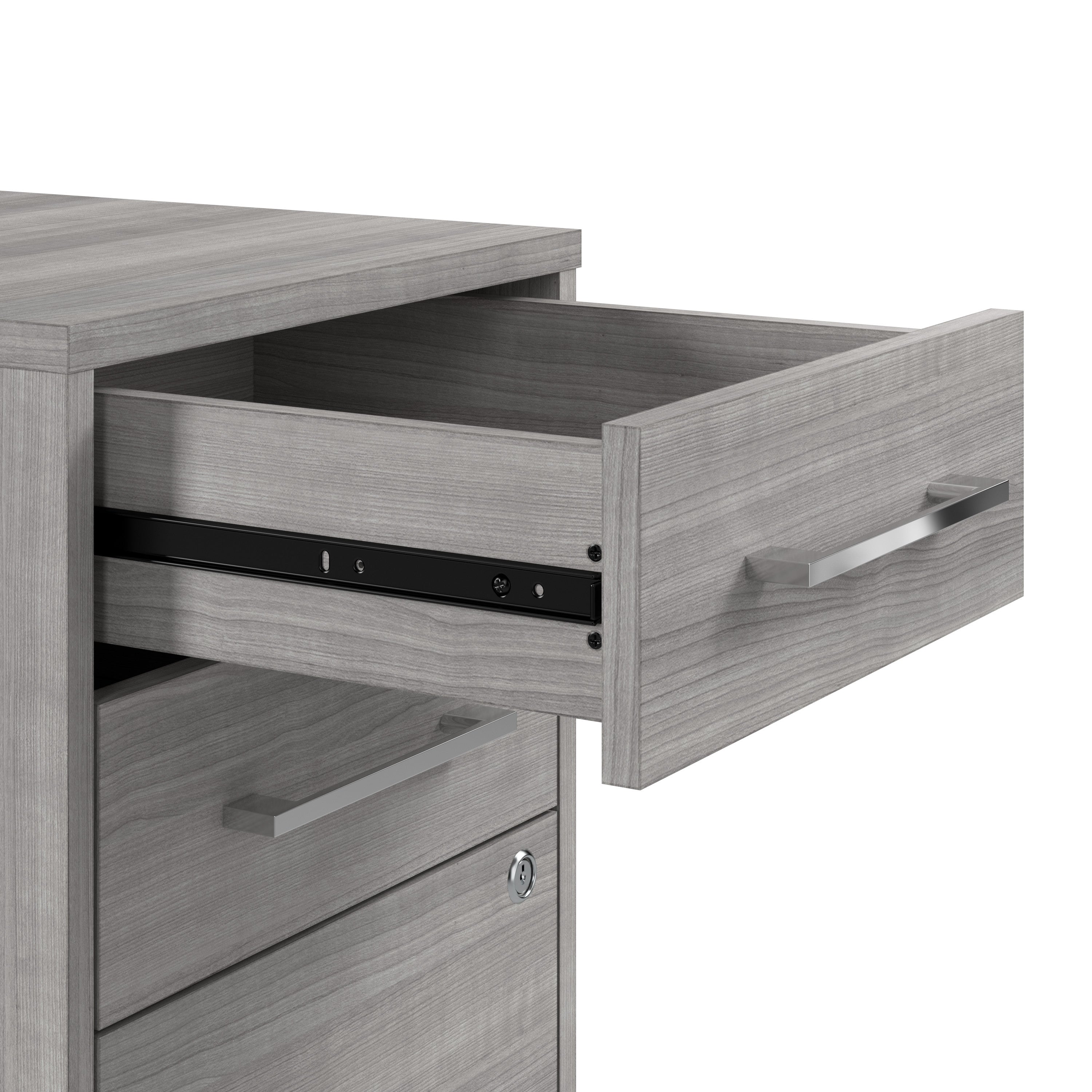 Bush Business Furniture Hustle Rolling Storage Cabinet with Drawers and Shelves in Platinum Gray - Assembled - 39.61" Width x 19.61" Depth x 29.96" Height