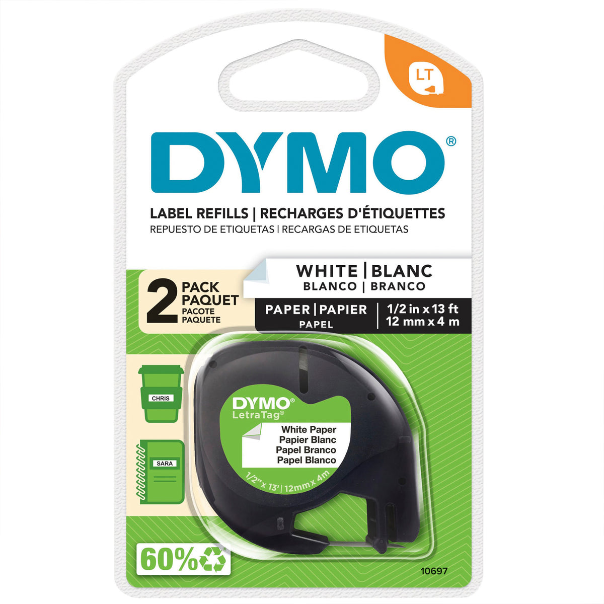 2PK LT PRINT ON PAPER LABELS .5X156