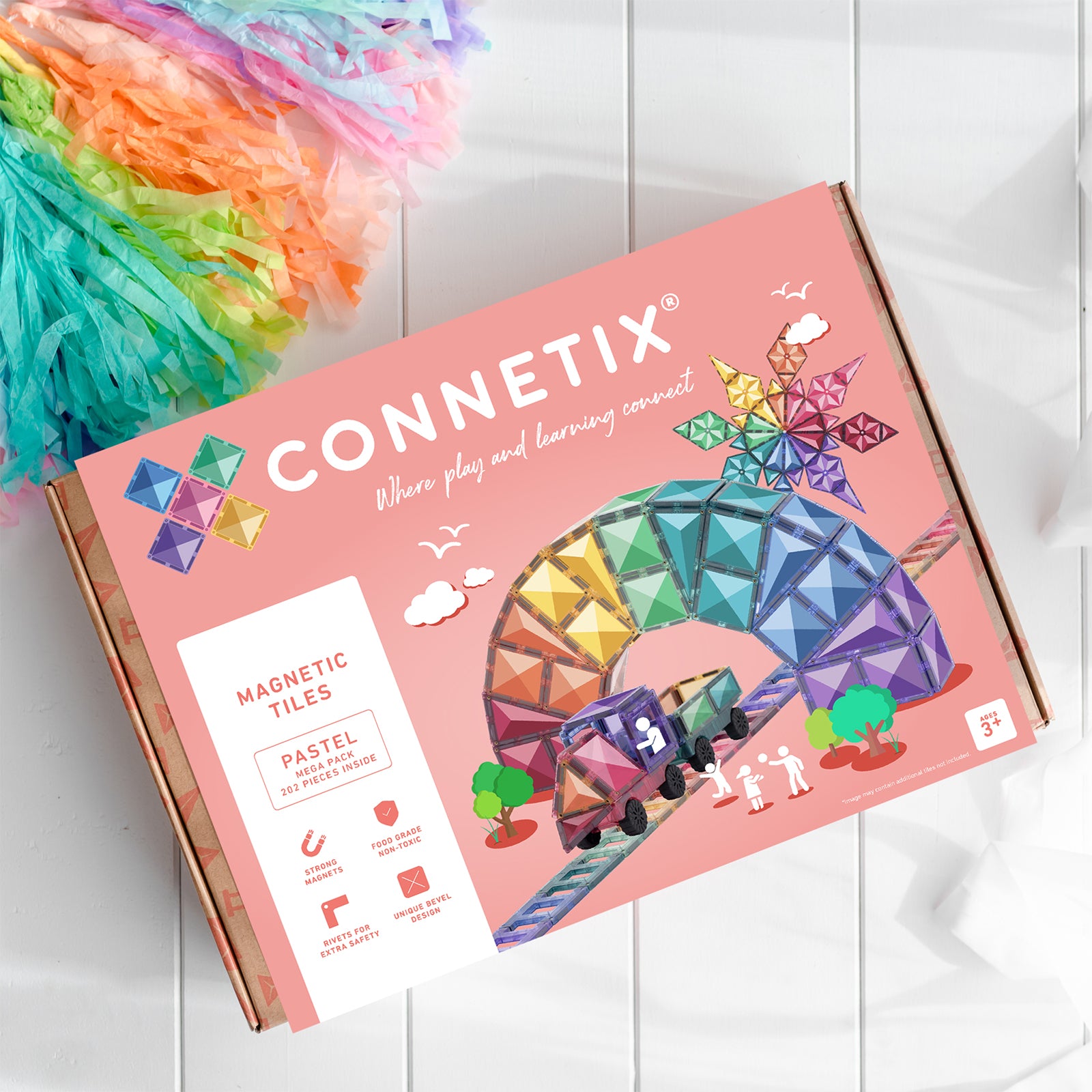 Magnetic Tiles Pastel Mega Pack, 202 Pieces