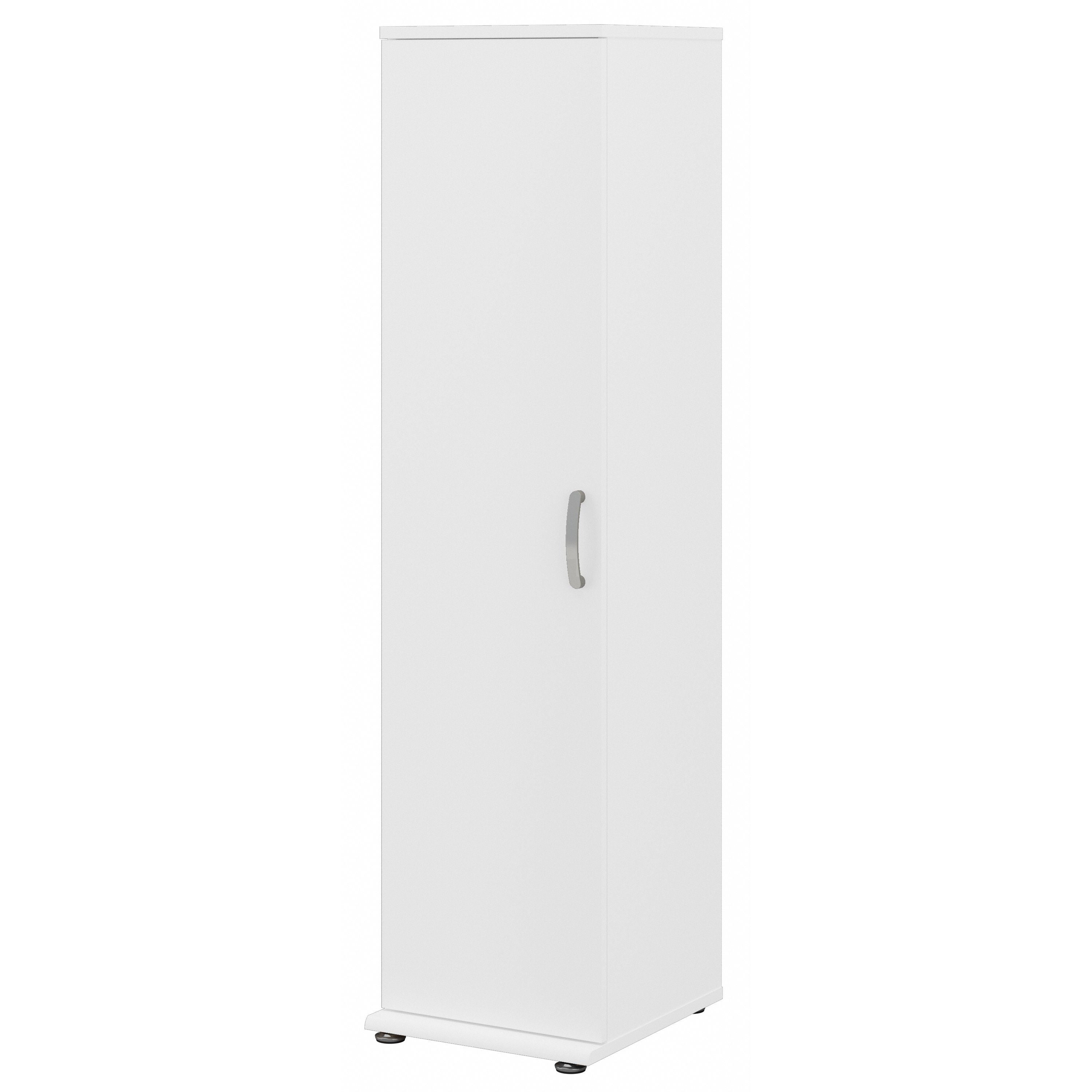 Bush Business Furniture Universal Tall Narrow Storage Cabinet with Door and Shelves in White - 15.67" Width x 17.2" Depth x 61.81" Height