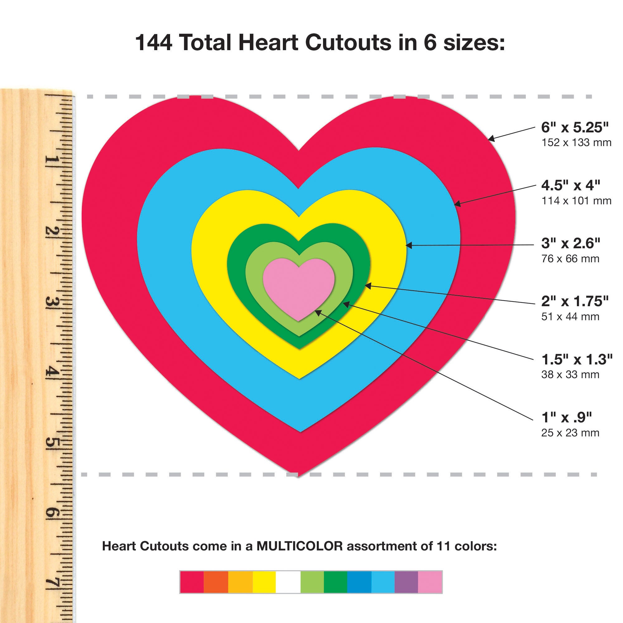 Punch Out Paper Cutouts, Everyday Shapes, Hearts, Stars & Circles, 492 Pieces