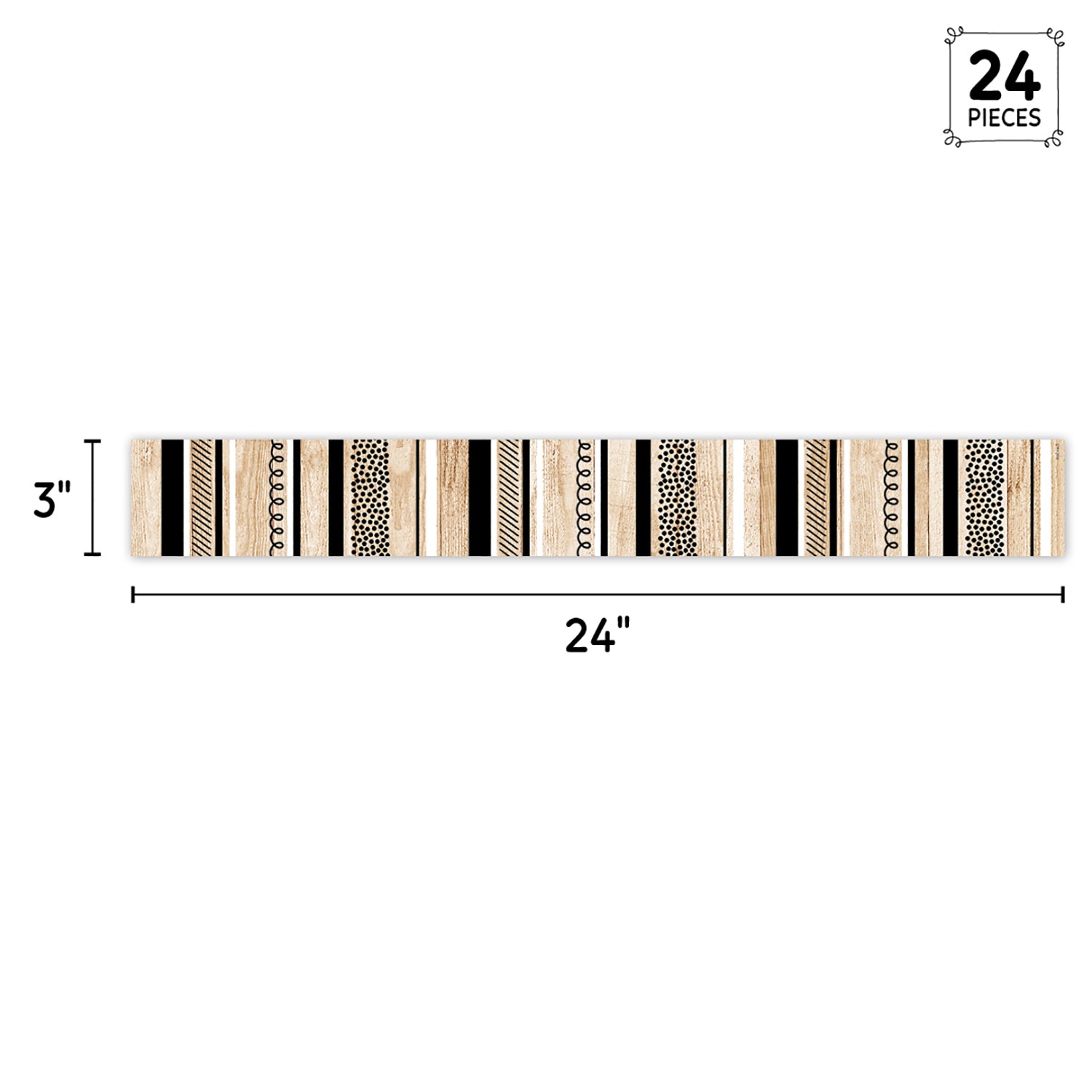 Core Decor Stripes and Doodles on Wood EZ Border, 48 Feet