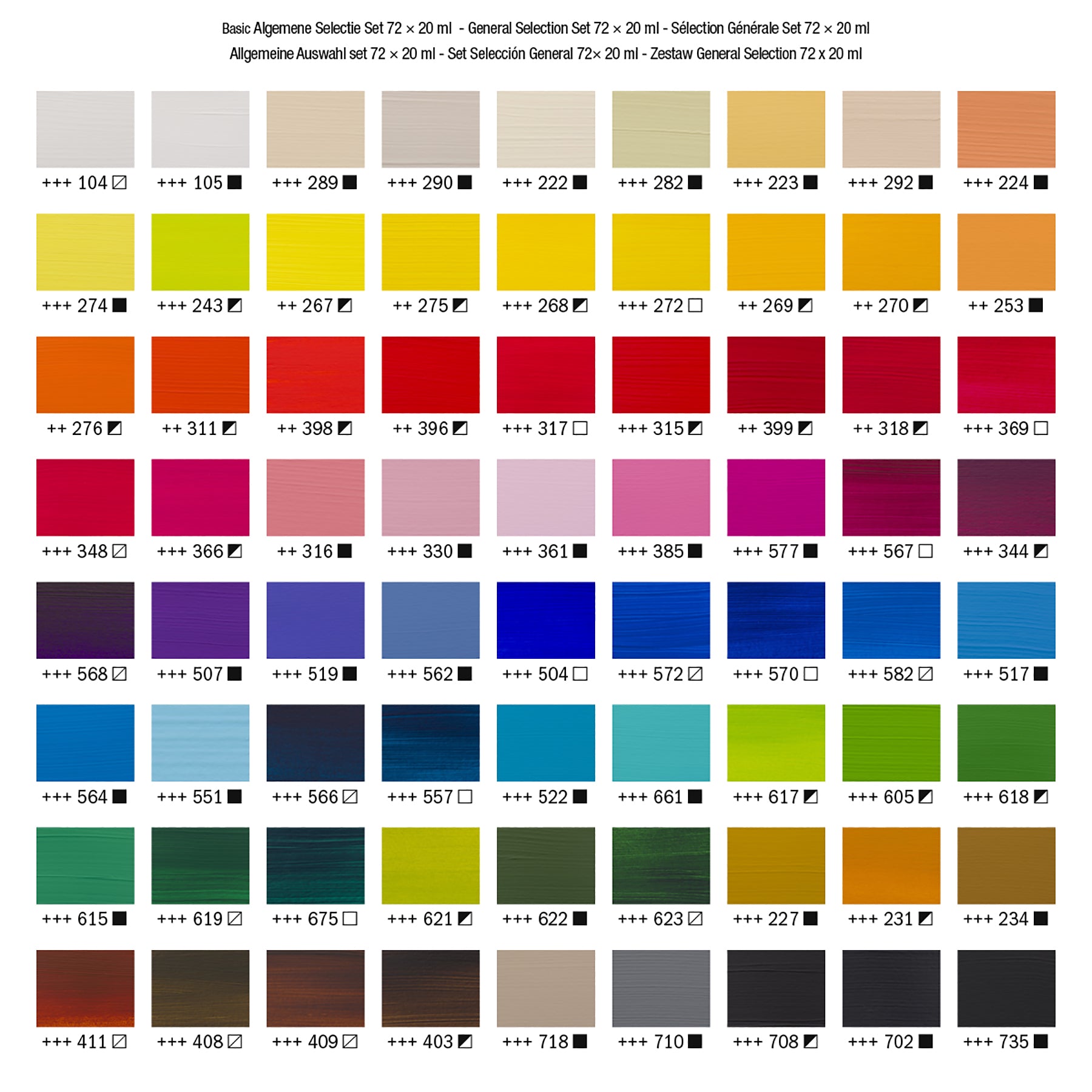 Standard Acrylic General Set, 72 x 20mL