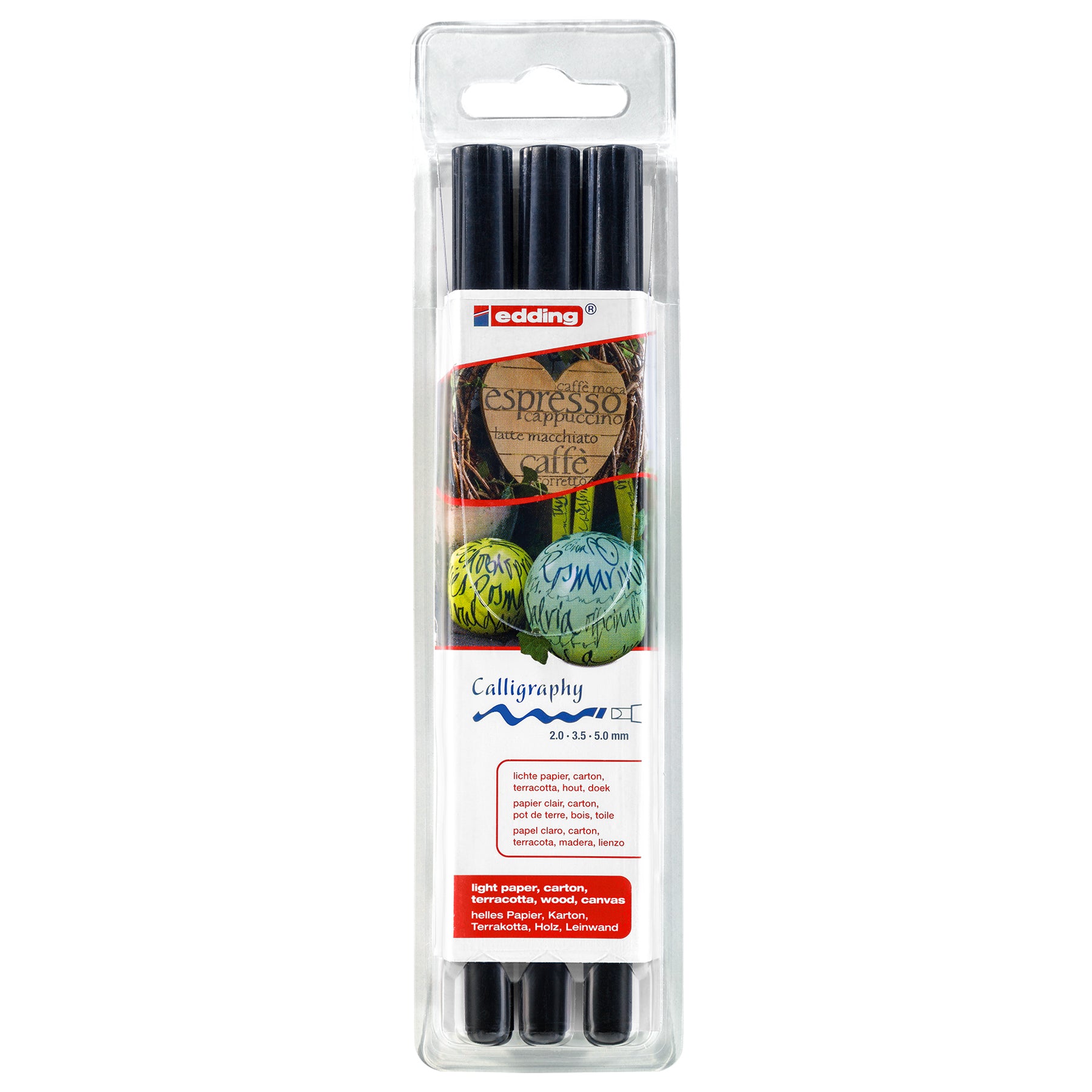 edding 1255 Calligraphy Pen - Set of 3 - Black