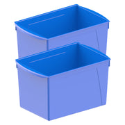 (2 EA) WIDE BOOK BIN BLUE
