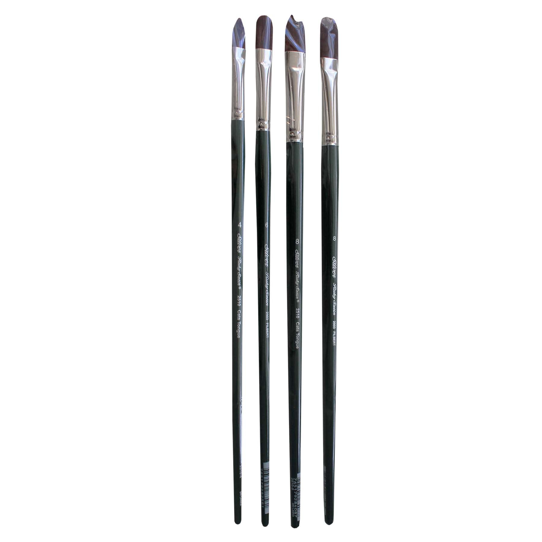 Ruby Satin Cats Tongues, 4 Brushes