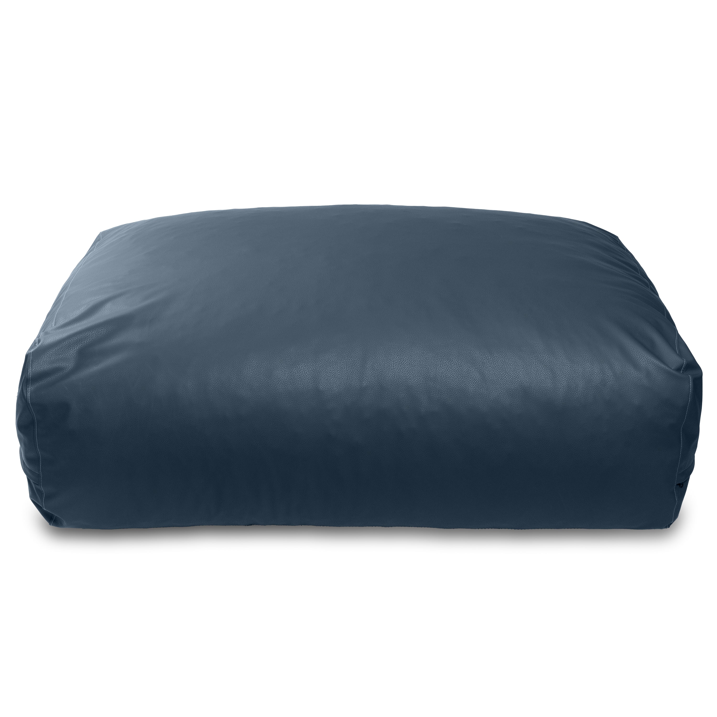 Atrium Collection Lino Ottoman - Oversized Large Couch Ottoman & Foam-Filled Lounger - Faux Leather - Oxford Blue