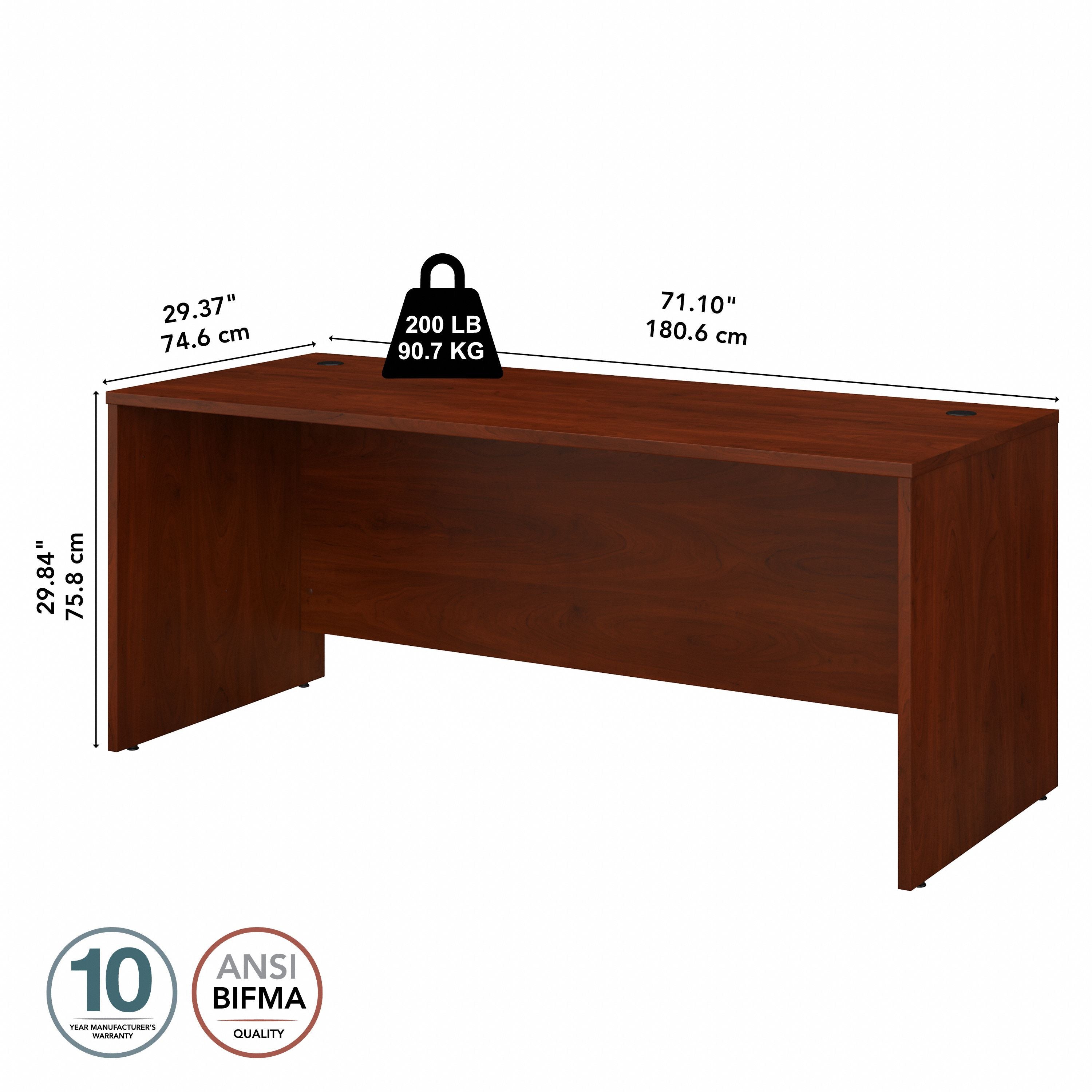 Bush Business Furniture Studio C 72W x 30D Office Desk in Hansen Cherry - 71.02" Width x 29.37" Depth x 29.84" Height