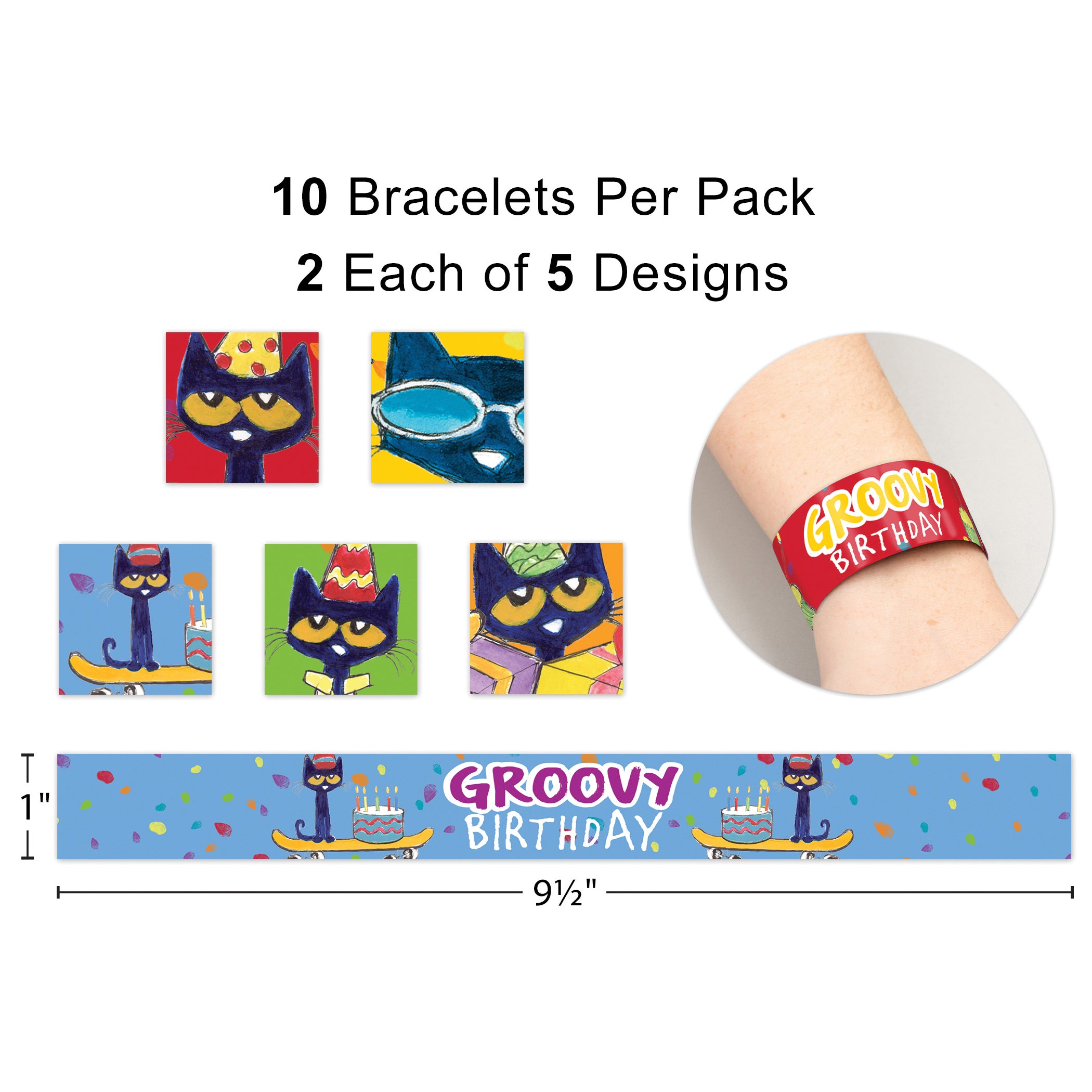 Pete the Cat® Groovy Birthday Slap Bracelets
