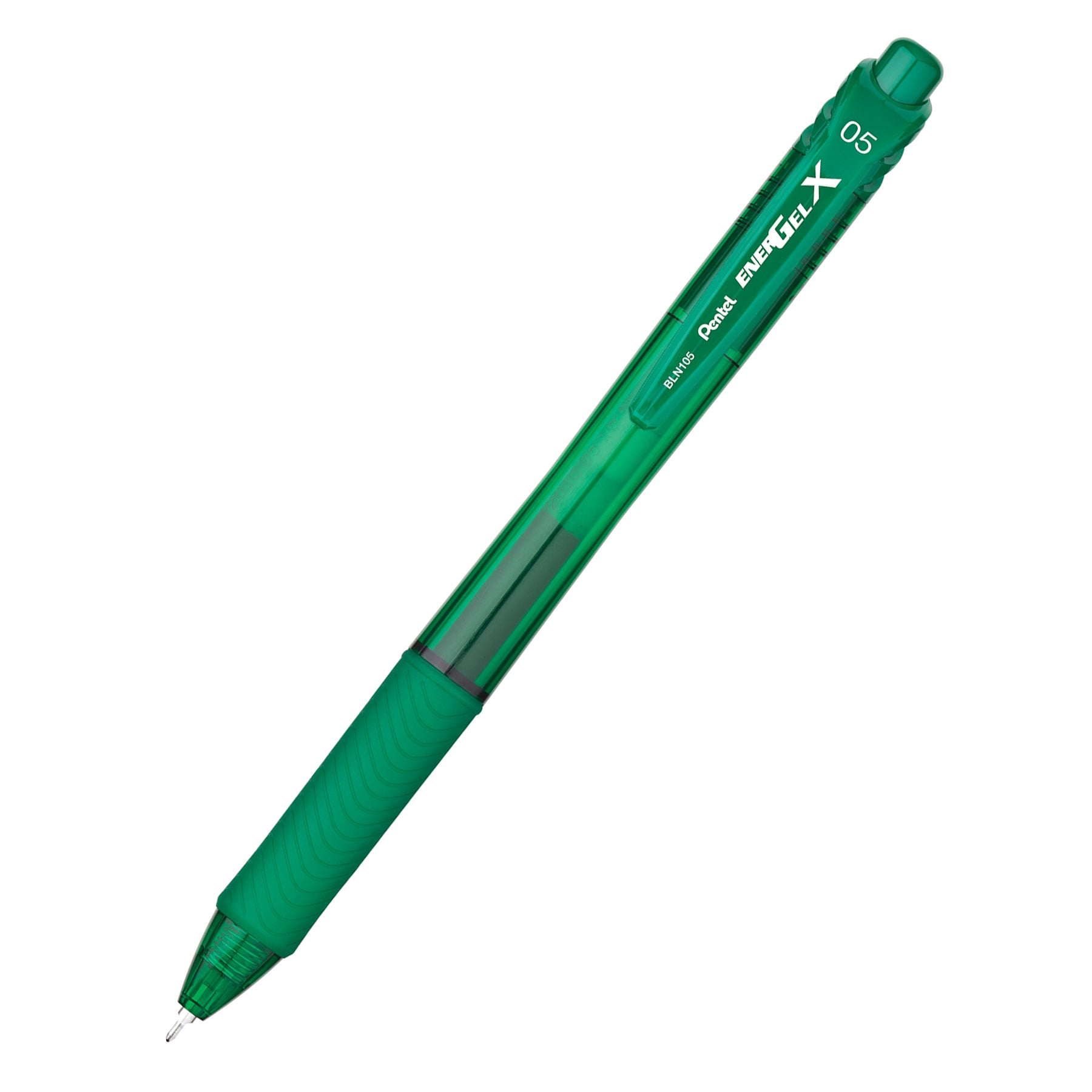 EnerGel-X Retractable Liquid Gel Pen, (0.5mm) Needle Tip, Fine Line, Green Ink, 1 Dozen