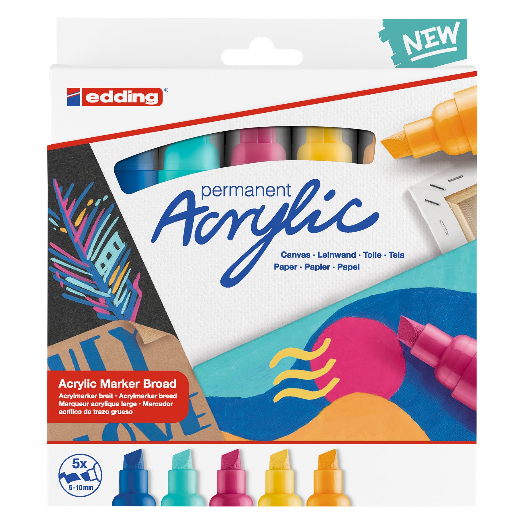 edding 5000 Acrylic Marker - Broad - Set of 5 Assorted - Abstract