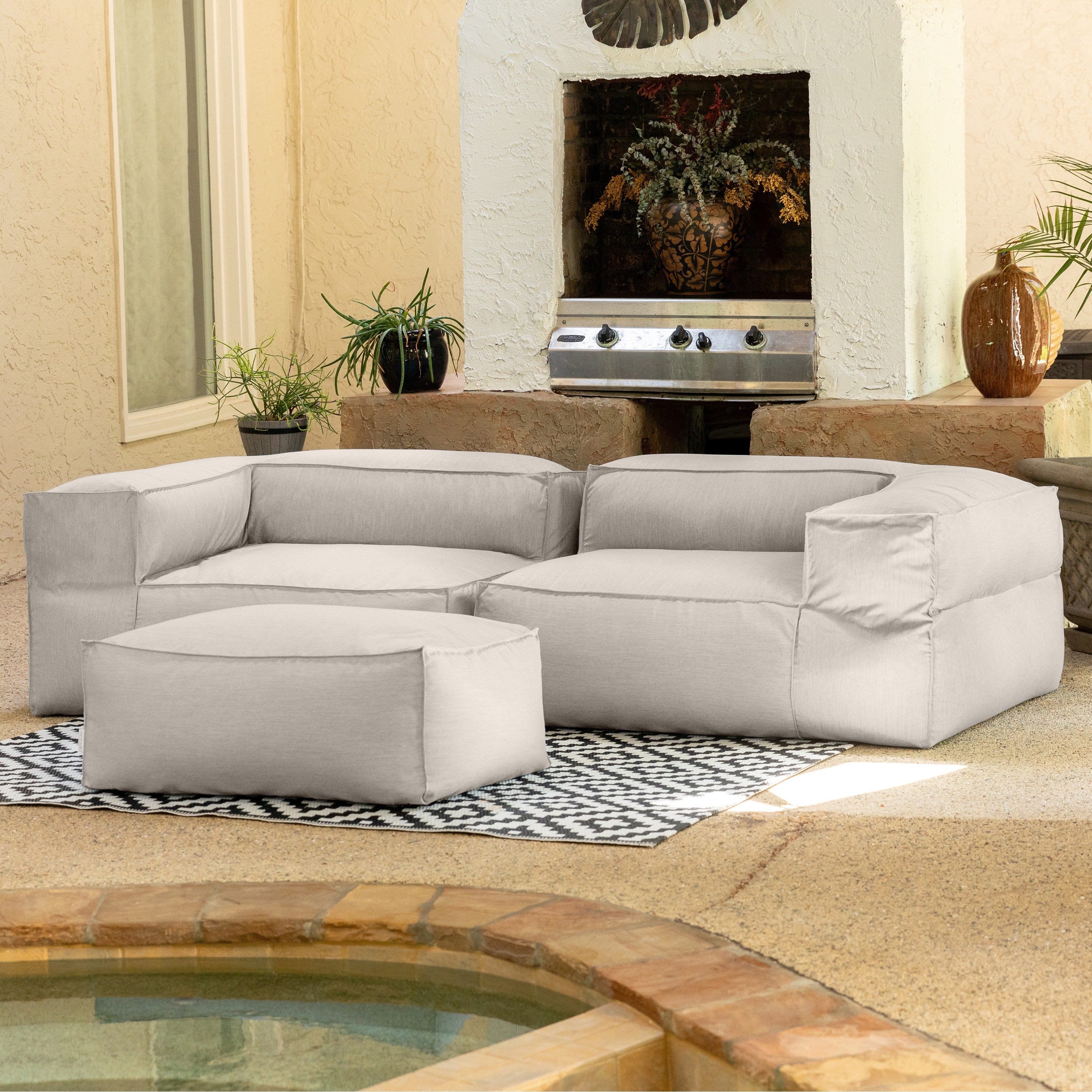 Baya Outdoor Ottoman - Sunbrella, Silver