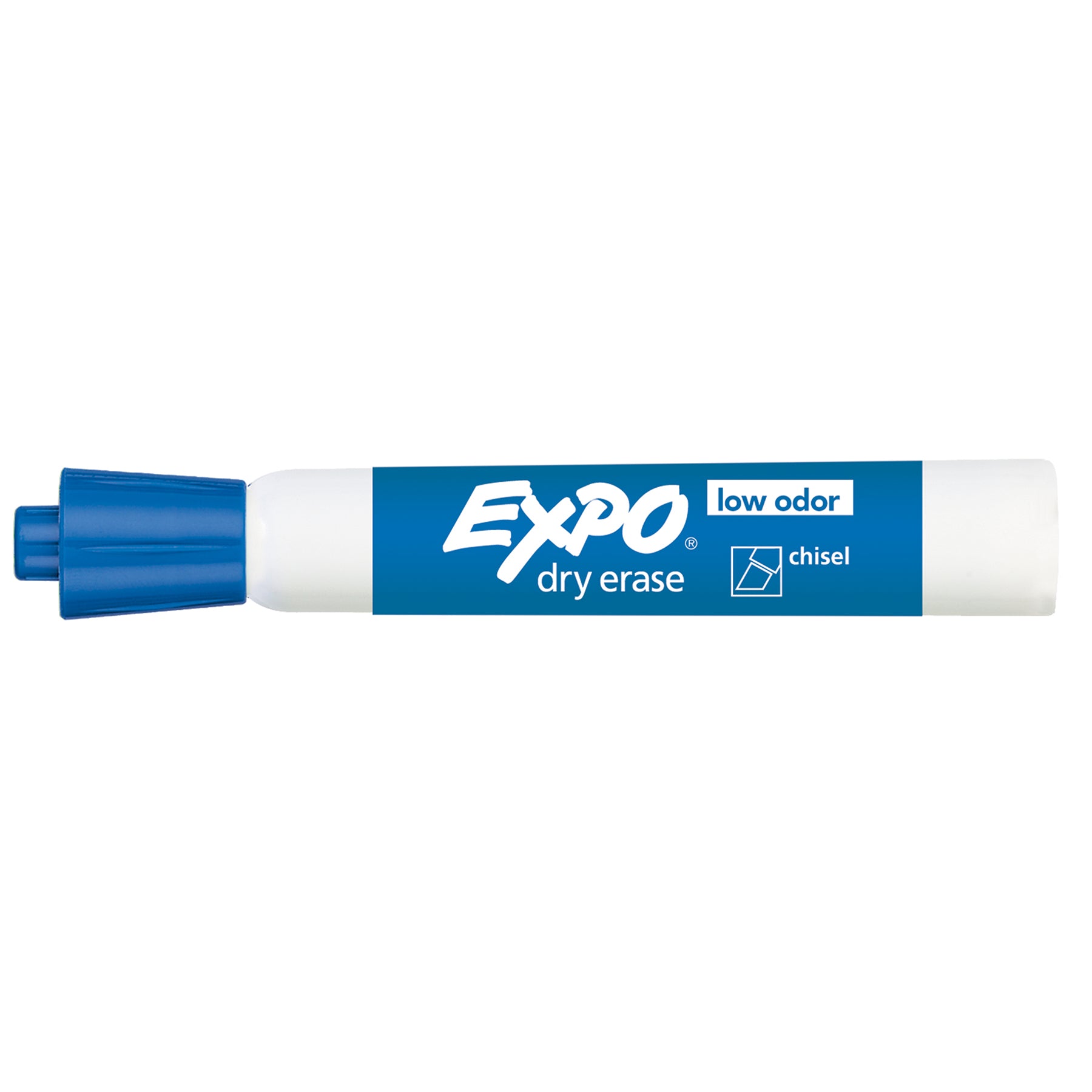 Low-Odor Dry Erase Markers, Chisel Tip, Blue, Box of 12