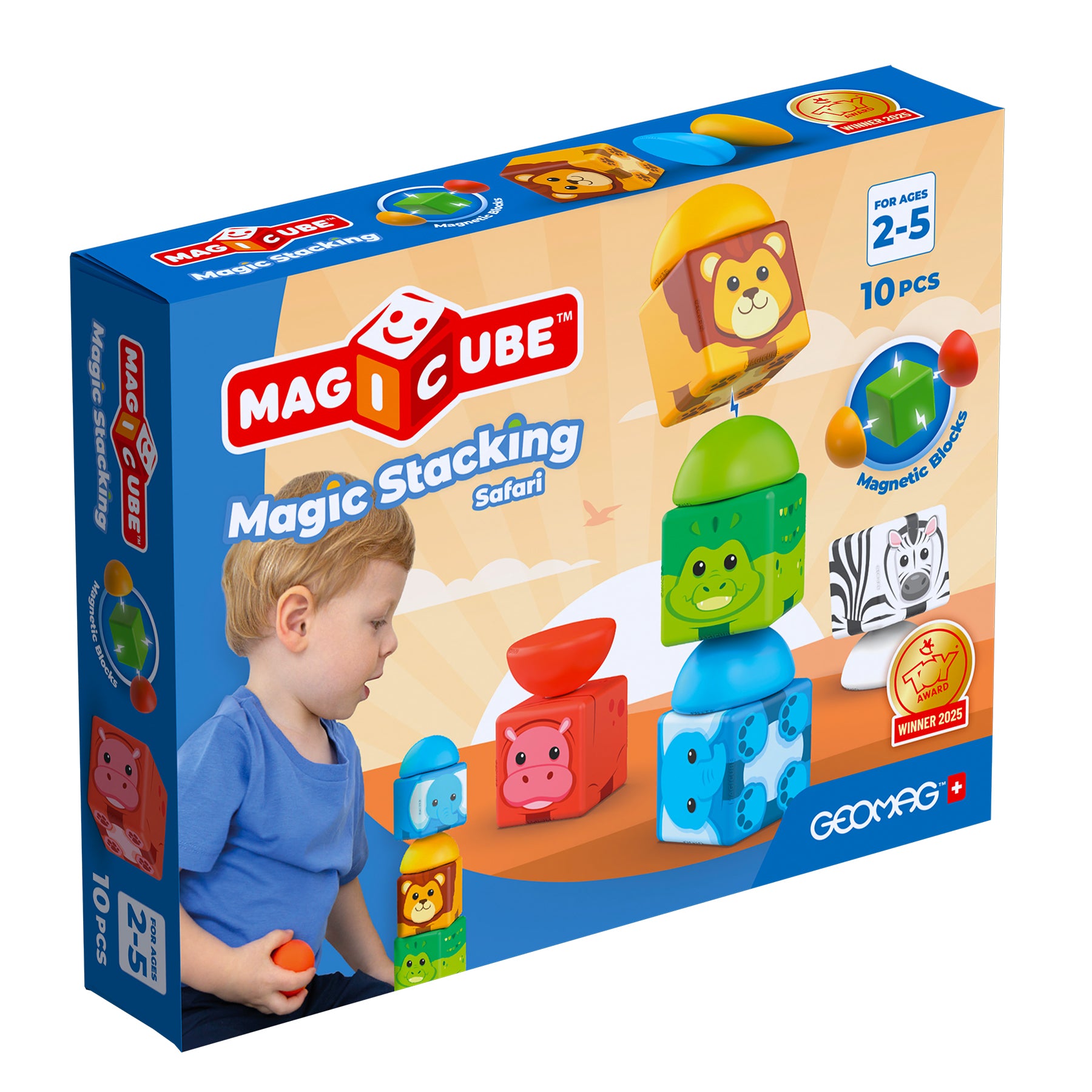 Geomag™ Magicube Magic Stacking Safari, Magnetic Building Cubes, 10 Pieces