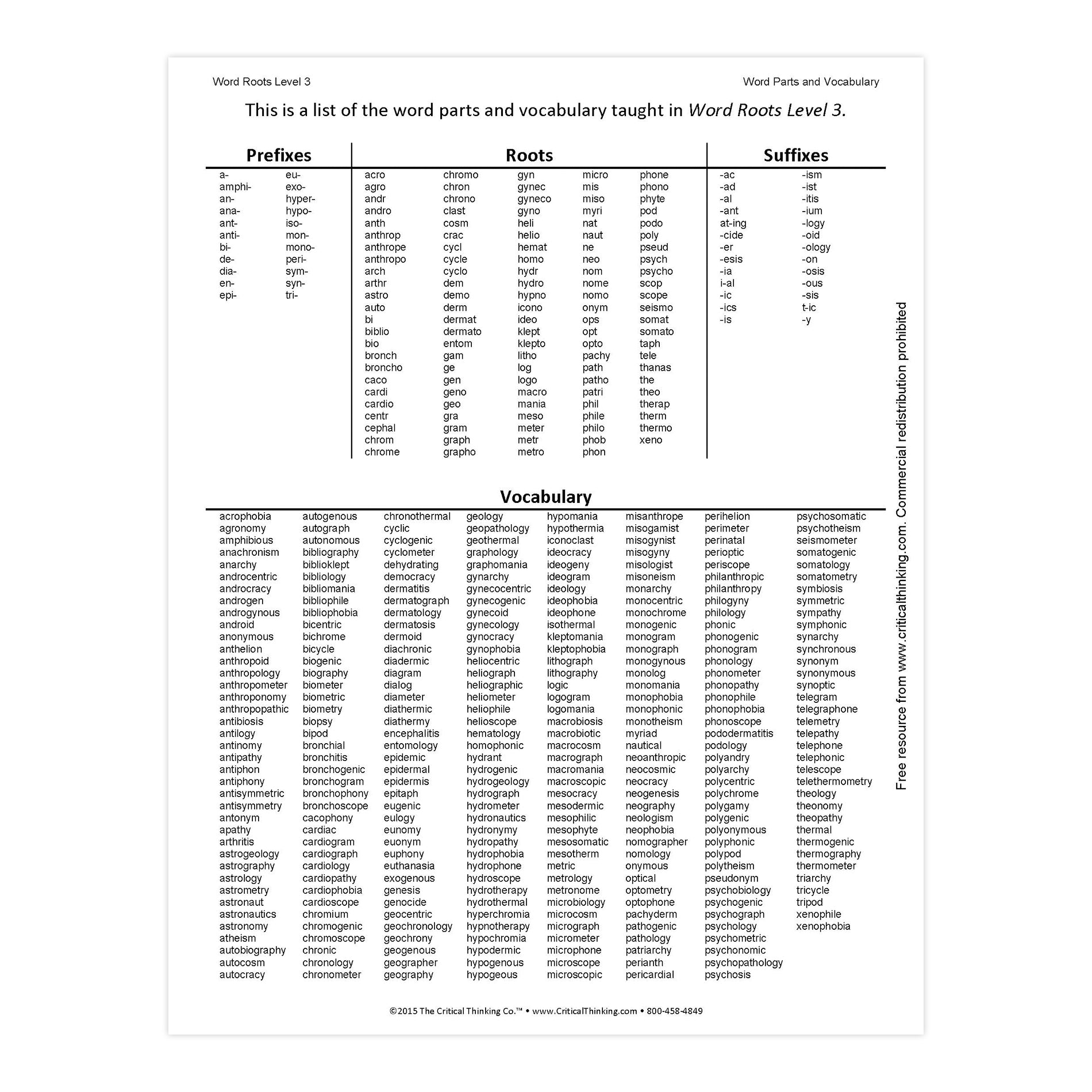 Word Roots Level 3