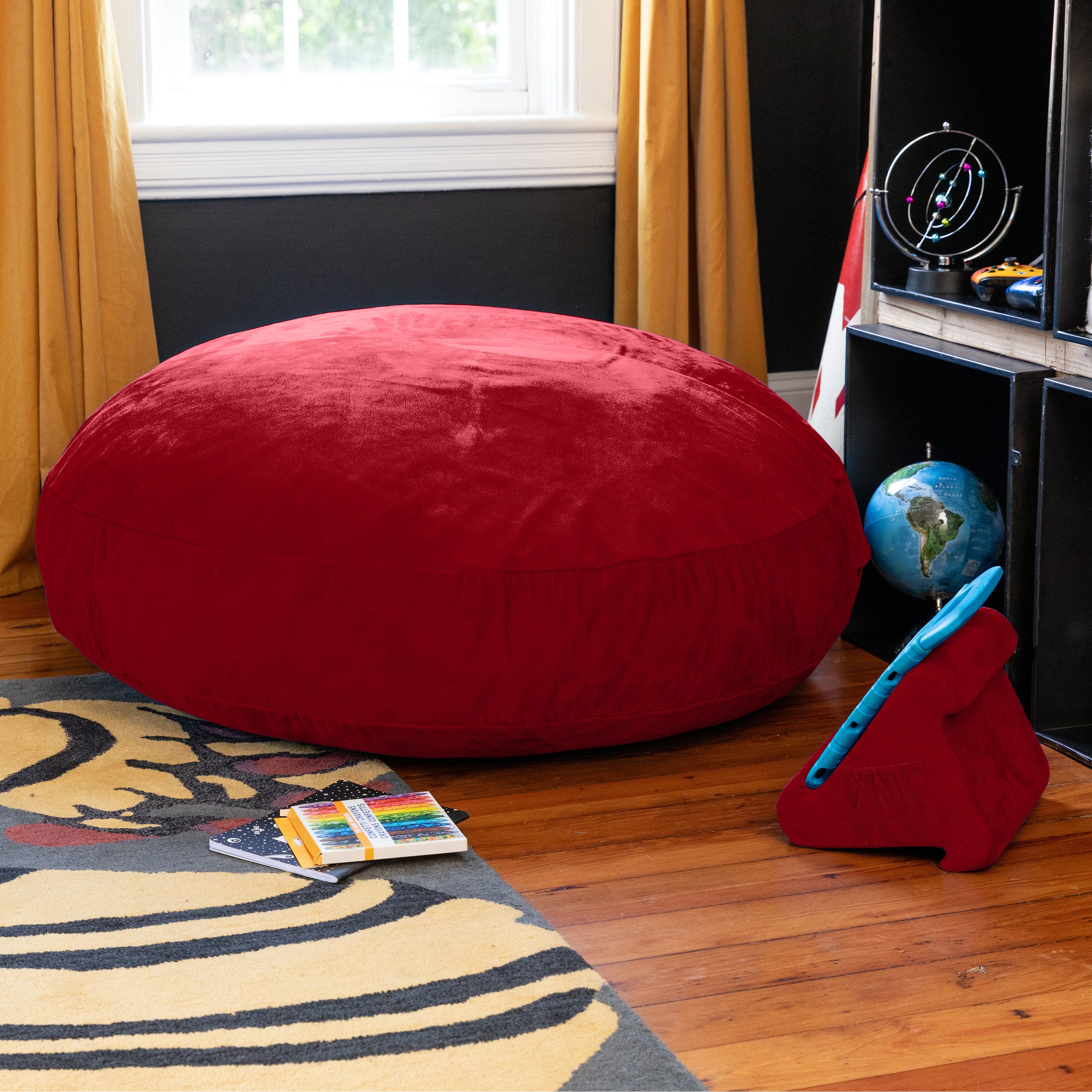 Jaxx Cocoon 4 Foot Bean Bag Chair and Crash Pad, Cherry