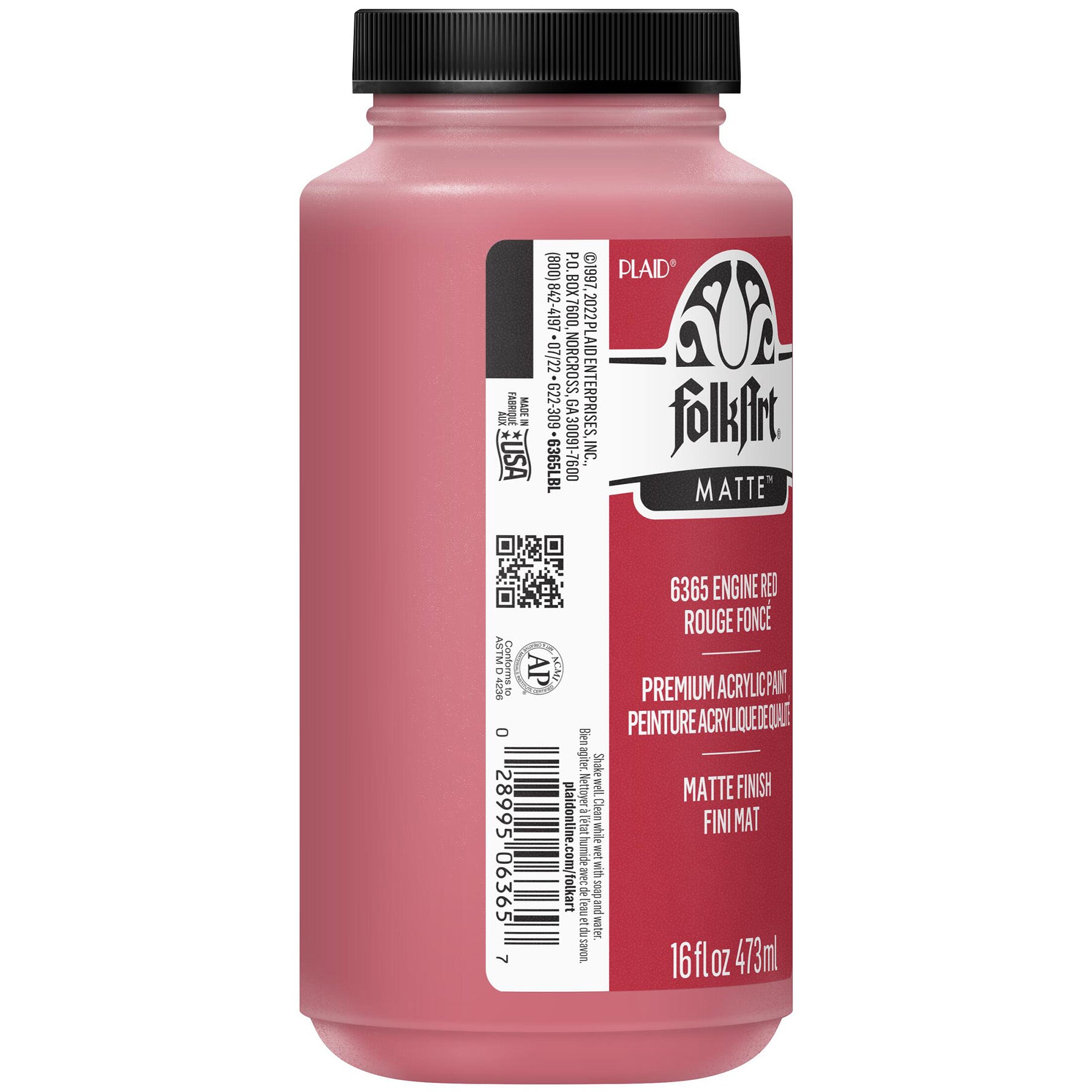 Acrylic Paint Matte, 16oz., Engine Red