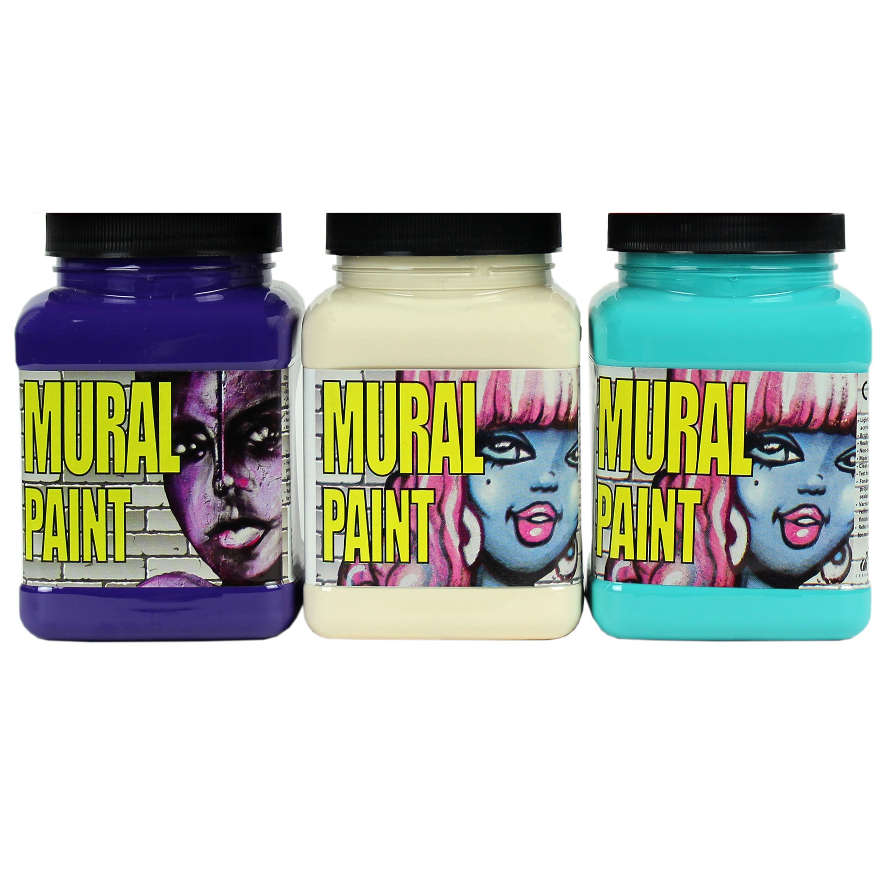 Mural Paint, Pint, 6 Bright Colors Set