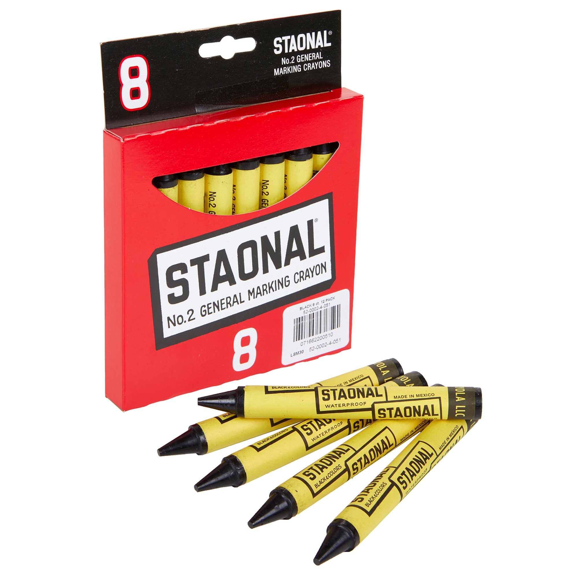 Staonal® Marking Crayons, Black, 8 Count