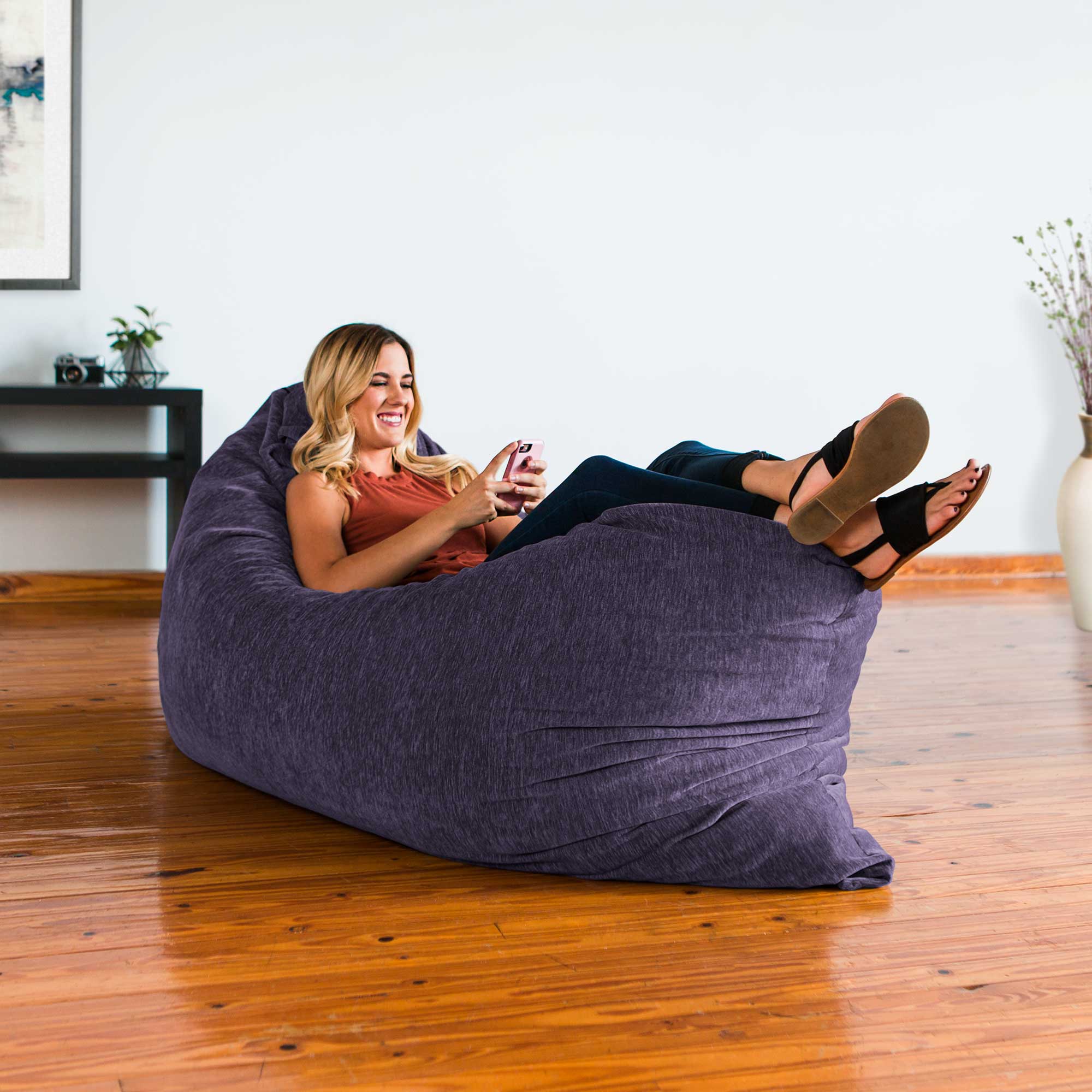 Jaxx 5.5 ft Pillow Saxx Foam Bean Bag Pillow, Premium Chenille Cover, Plum