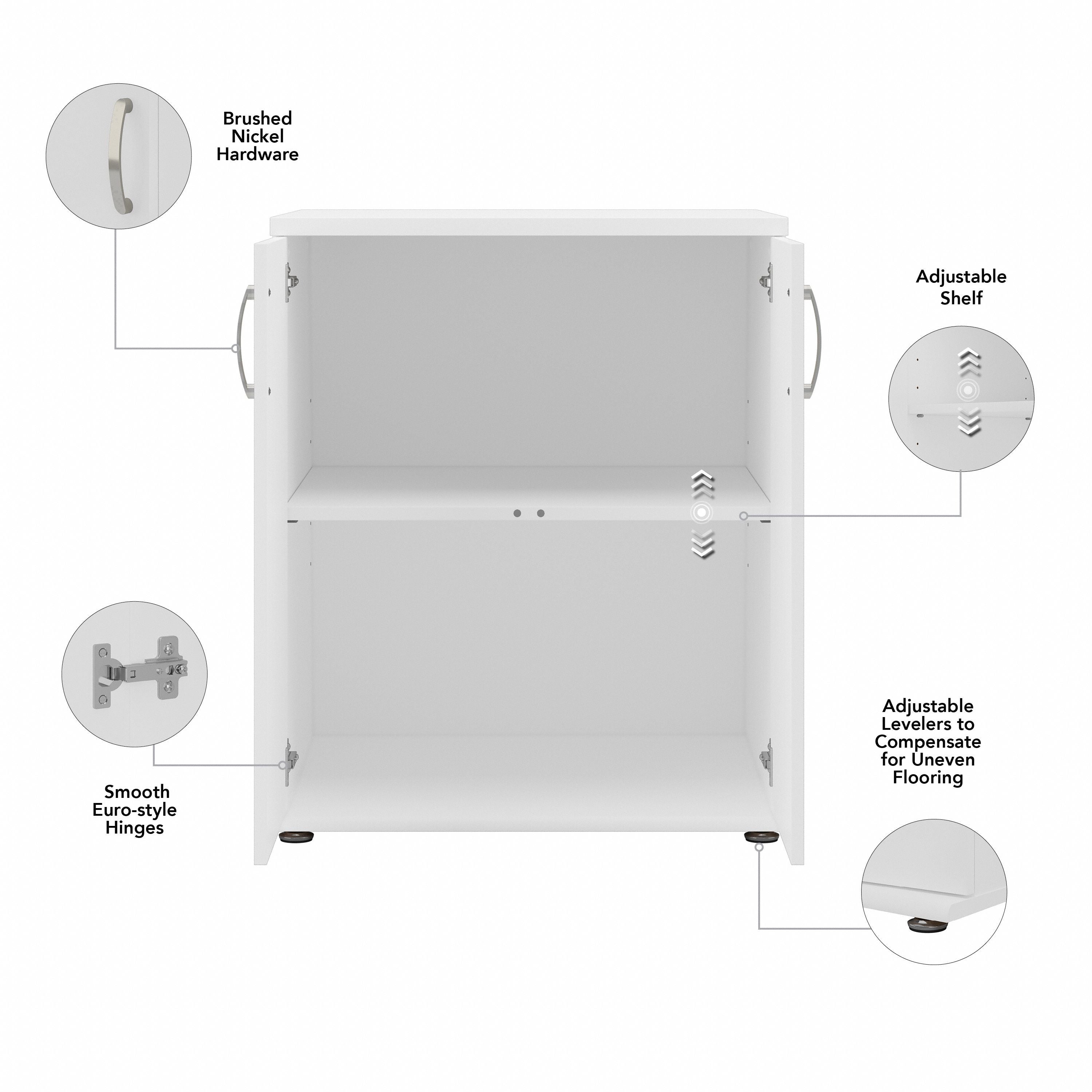 Bush Business Furniture Universal Floor Storage Cabinet with Doors and Shelves in White - 28.35" Width x 24.69" Depth x 33.98" Height