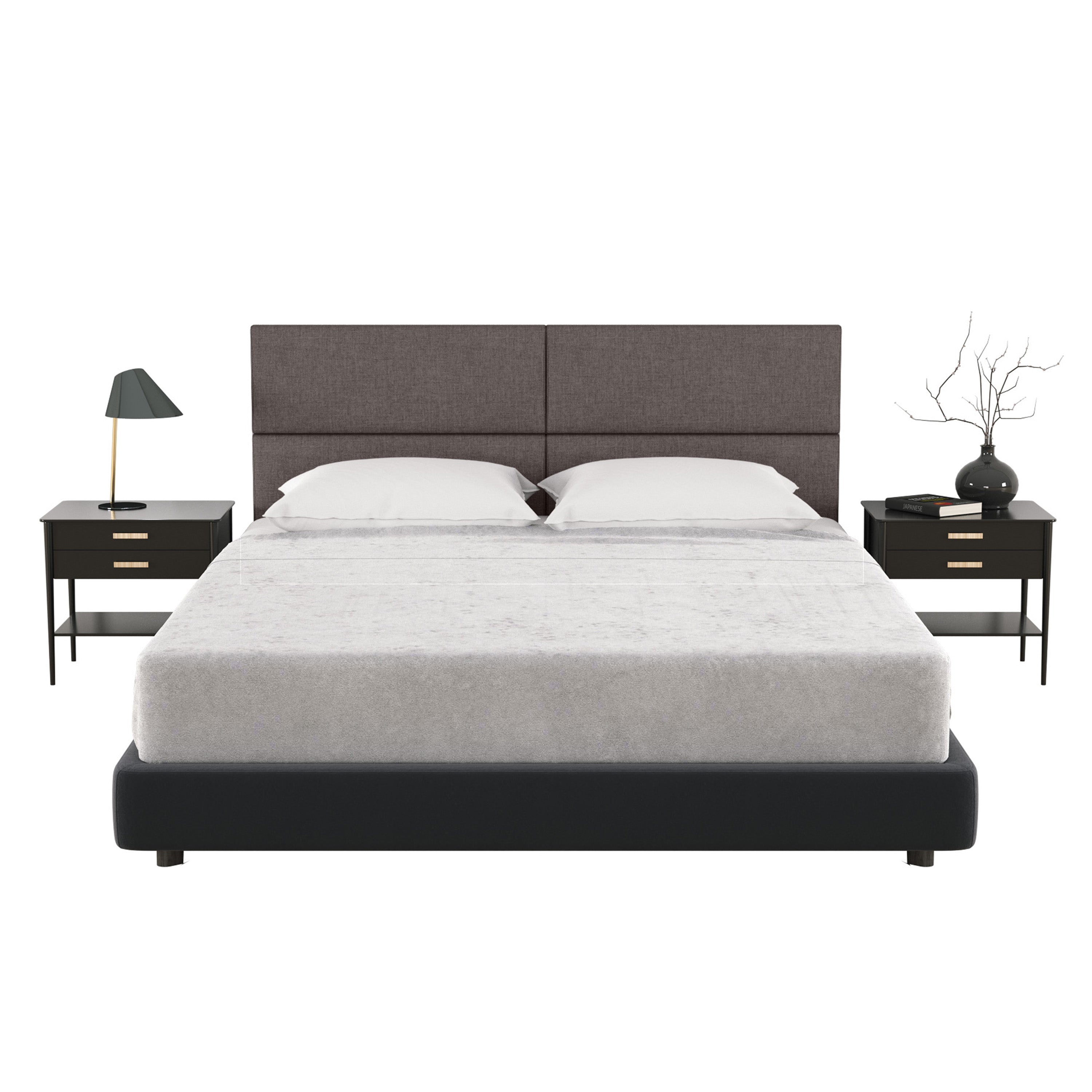 Jaxx Panelist Modern Padded Headboard – Set of 4 Wall Mounted Panels - Queen, Havana Brown Microvelvet