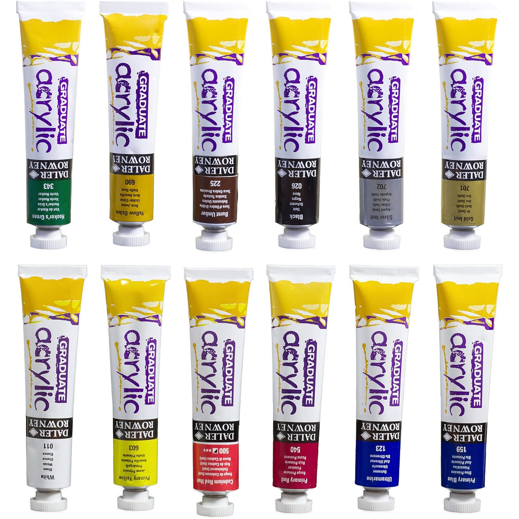 Graduate Acrylic Paint Set, Assorted Colors, 22ml, 12 Pieces