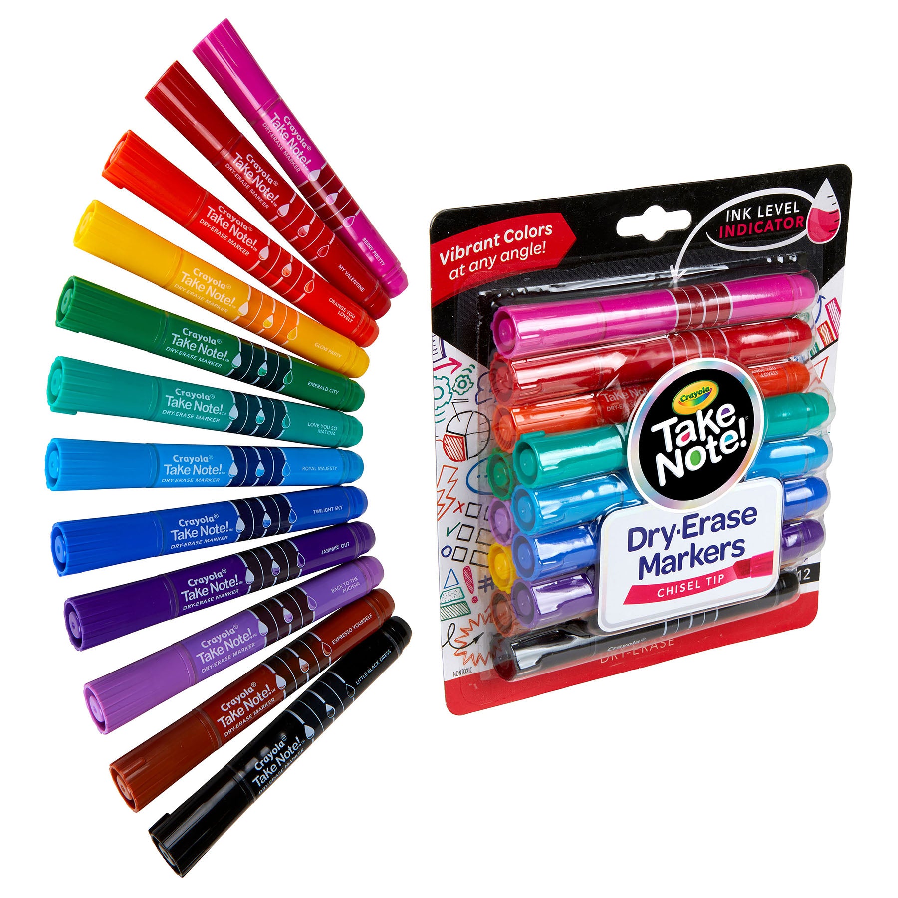 Take Note! Dry Erase Markers, Chisel Tip, 12 Count