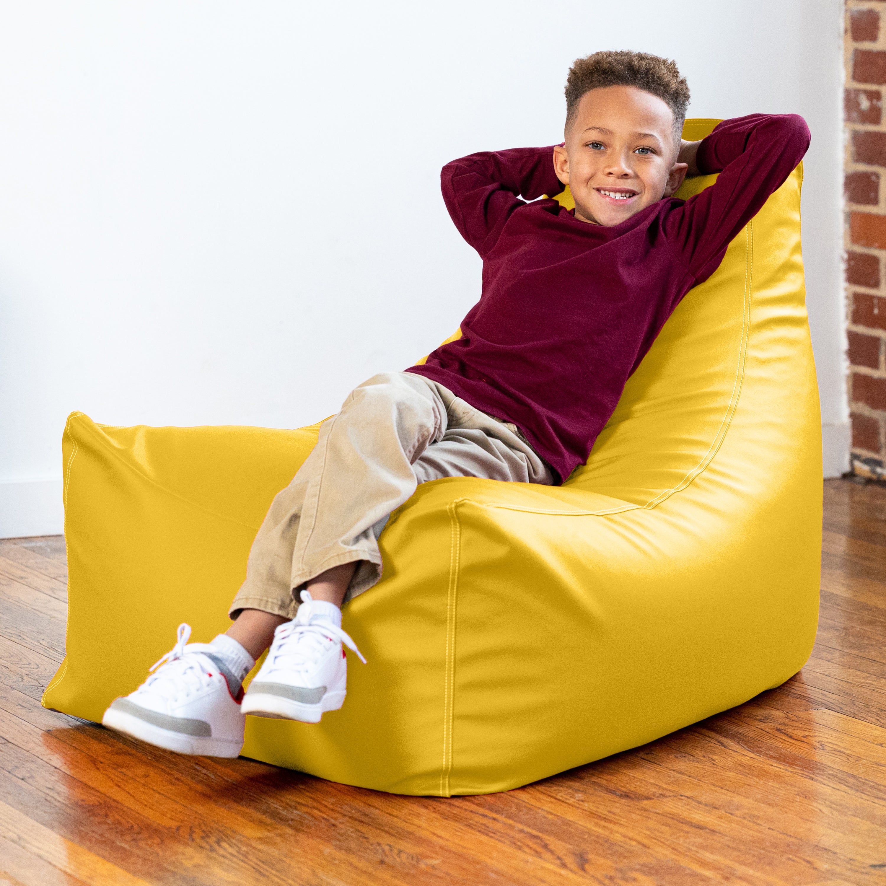 Jaxx Pezzi Premium Vinyl Classroom Bean Bag Chair, Yellow