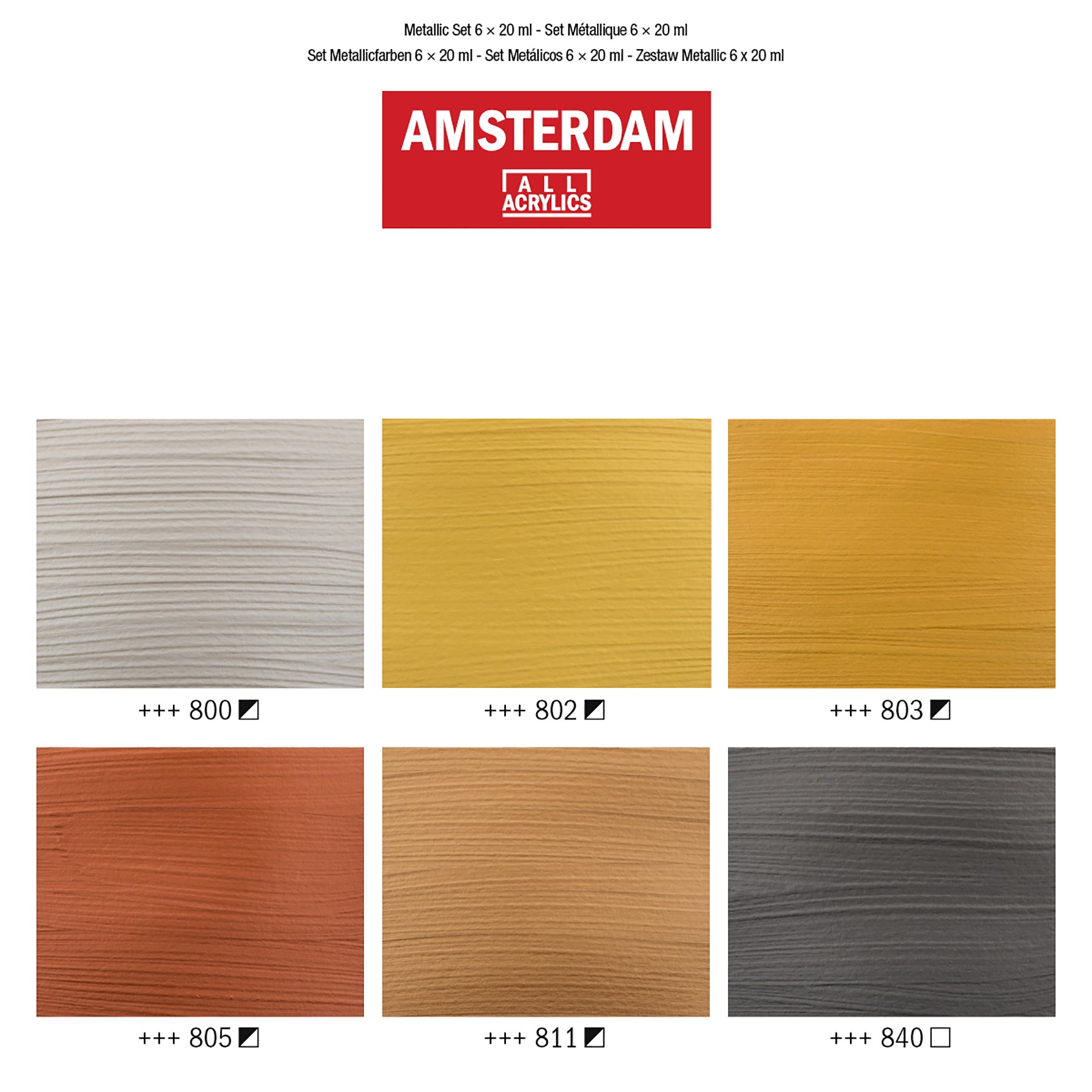 Standard Acrylic Metallics Set, 6 x 20mL