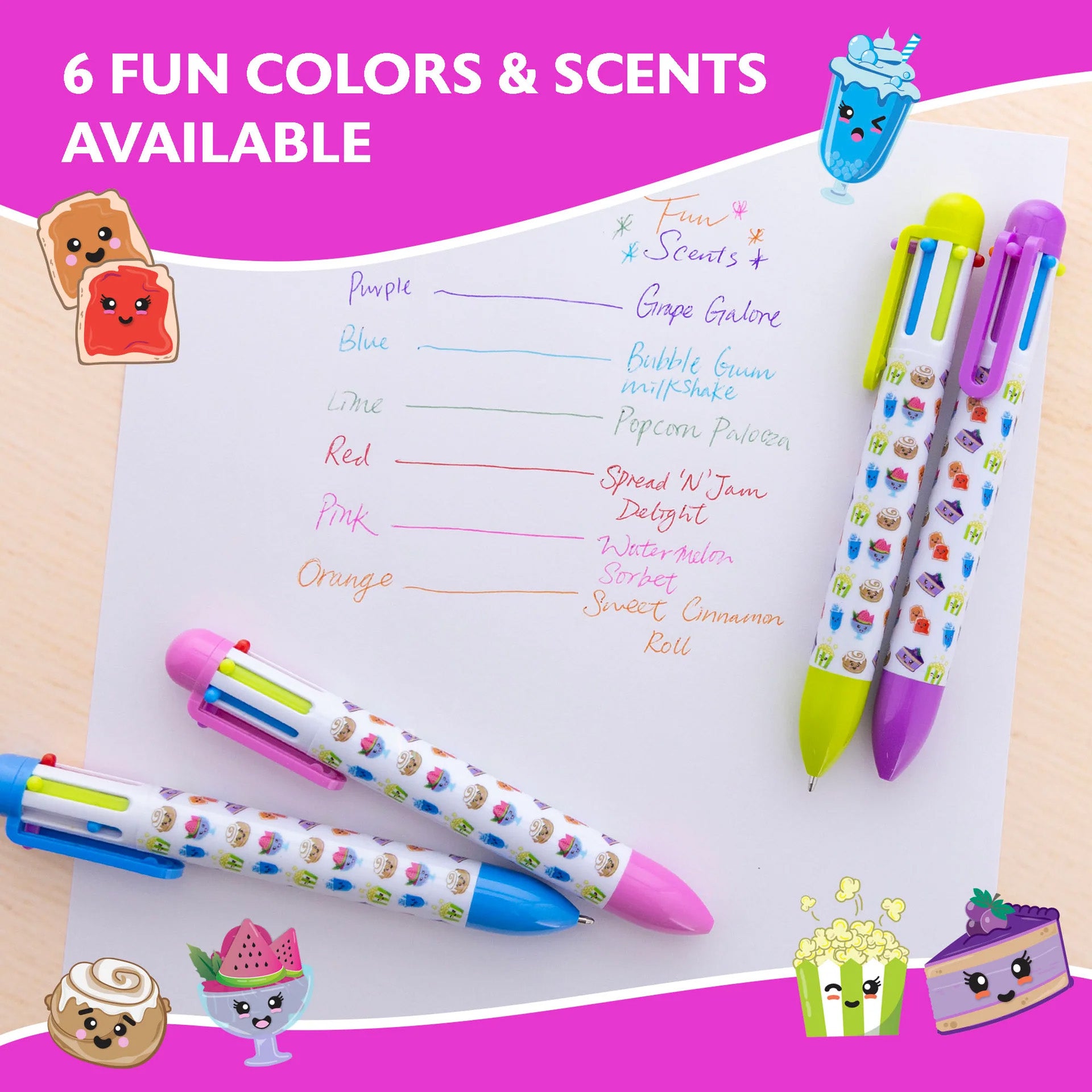 Scented 6-Color Pen, Assorted Designs