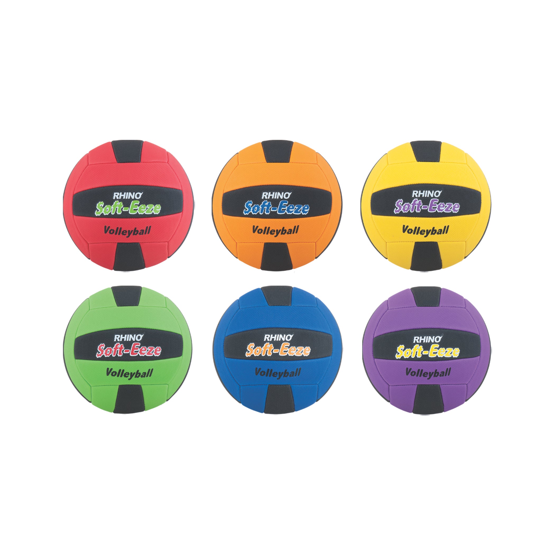 Rhino® Softeeze Volleyball Set, Assorted Colors, Set of 6