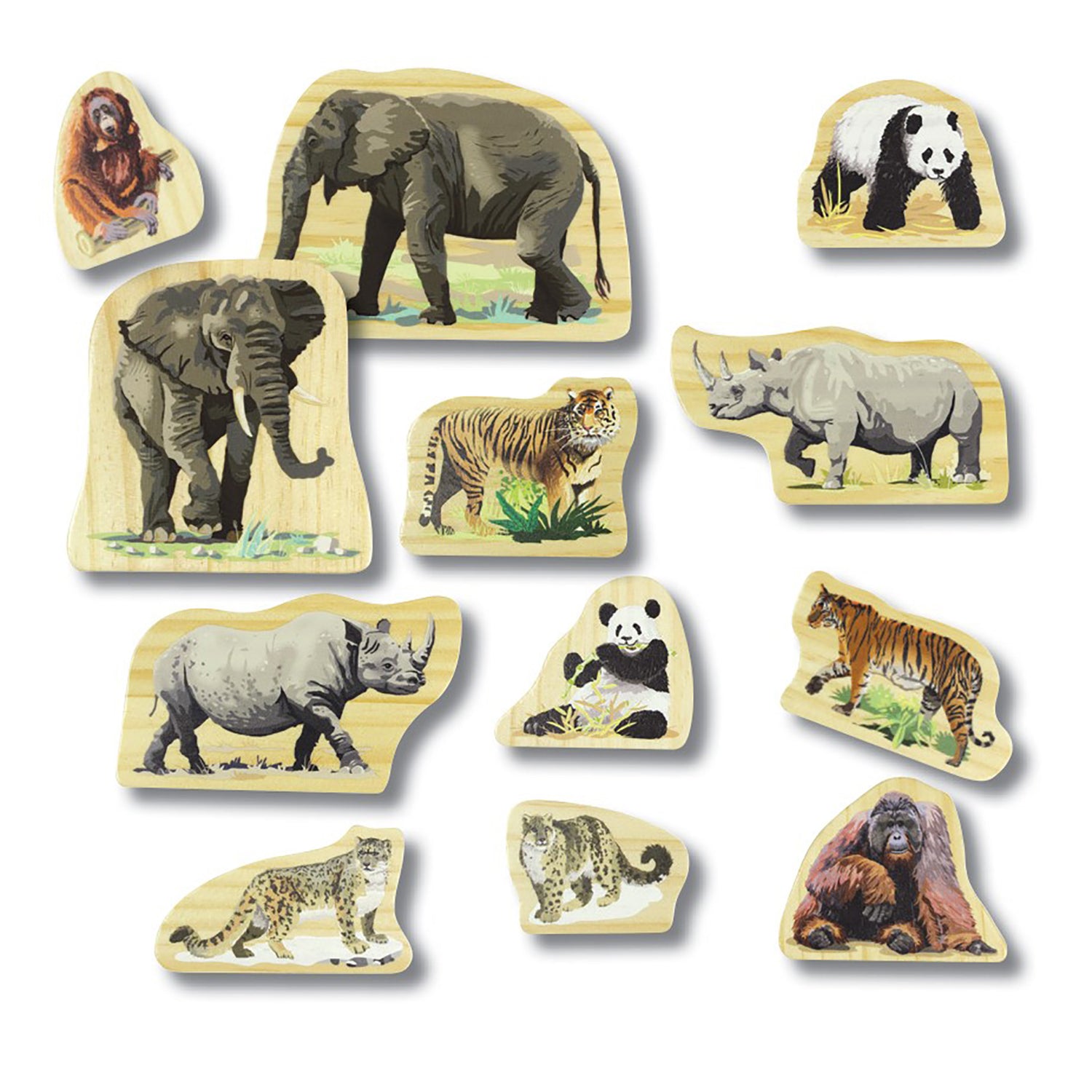 Endangered Animal Families Wooden Characters
