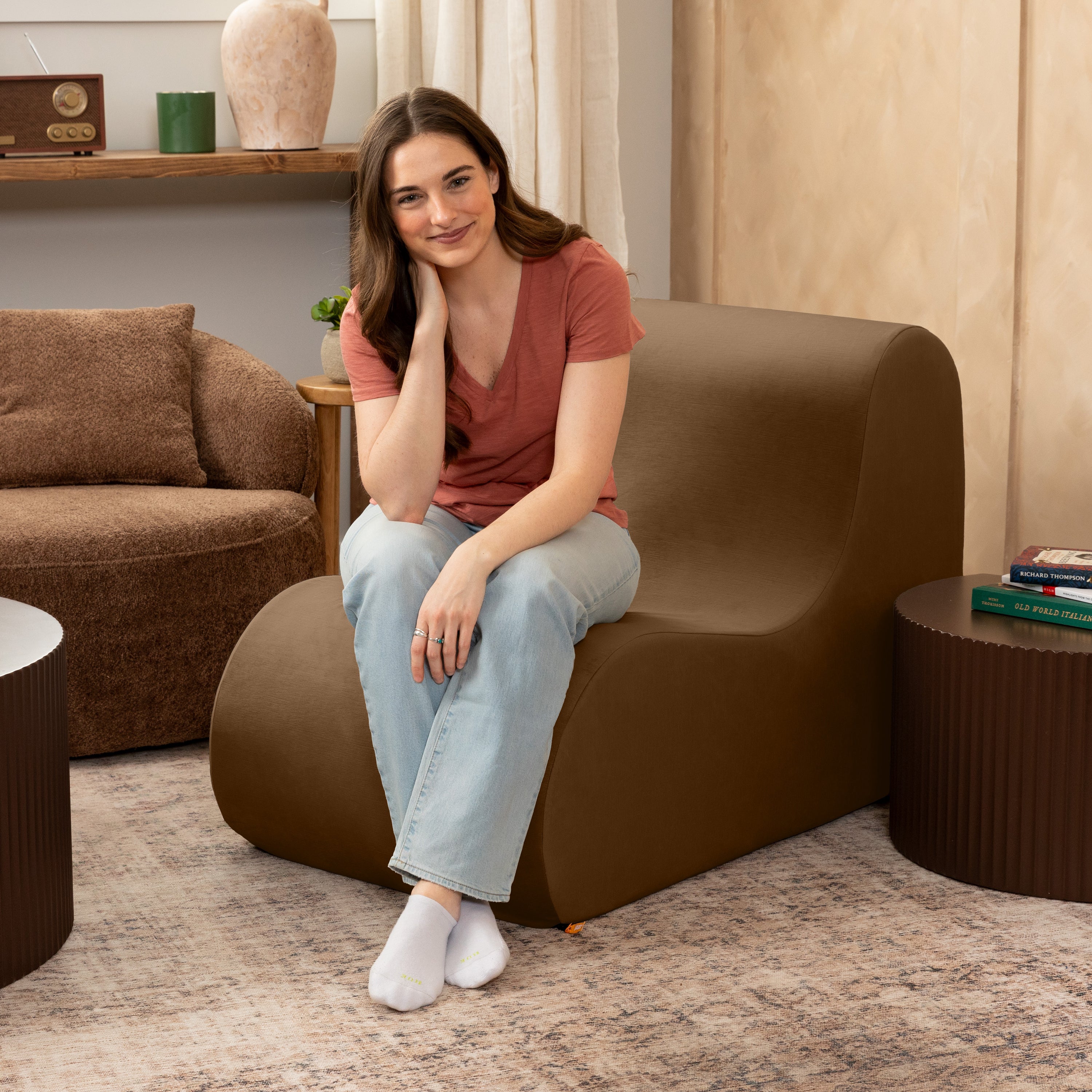 Jaxx Uptown Large Modern Armless Accent Chair, Toffee