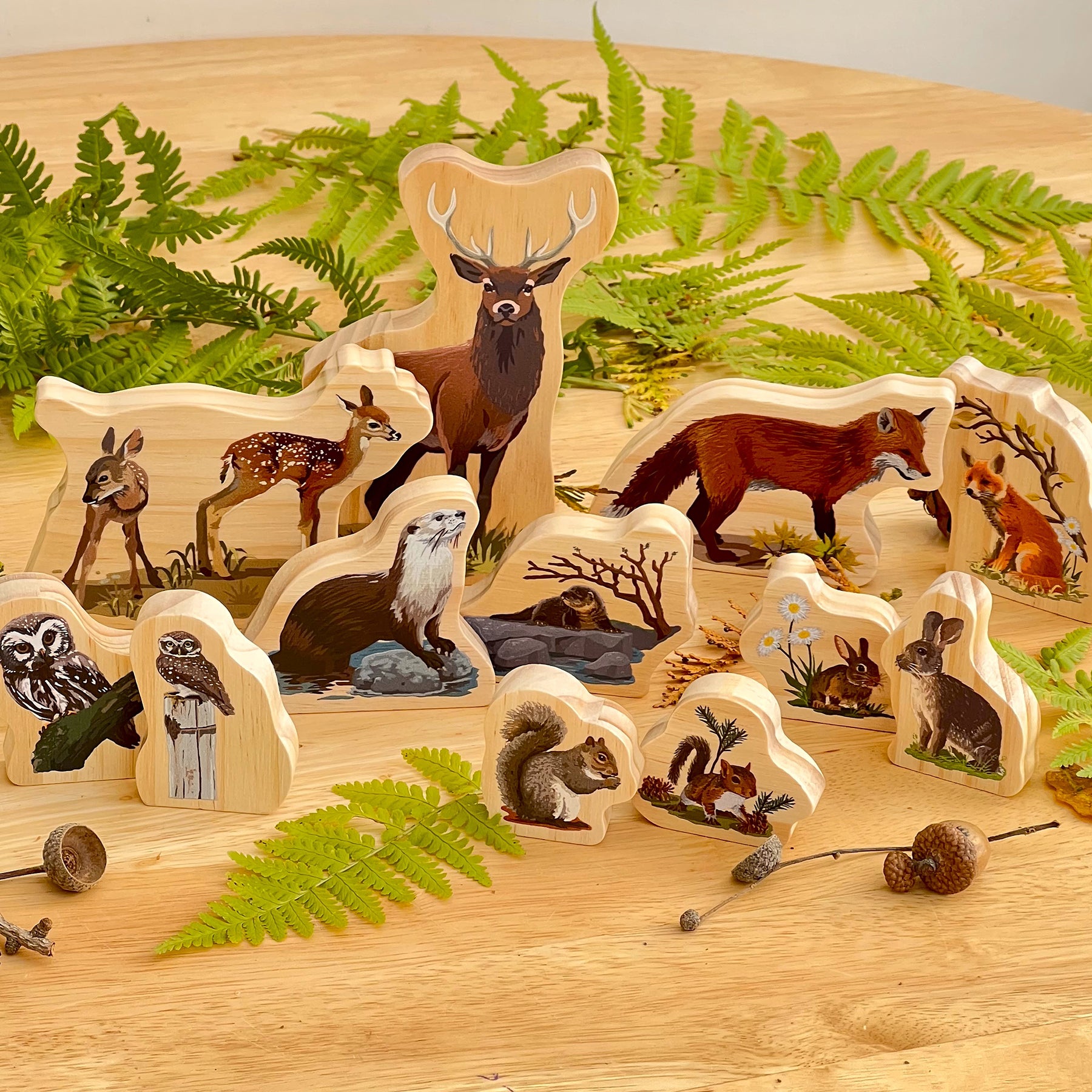 Woodland Animal Families Wooden Characters
