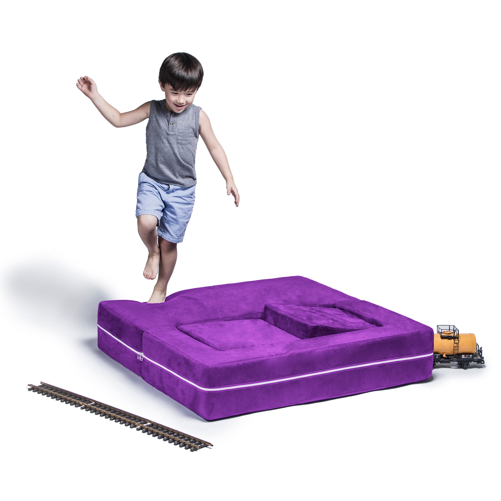 Jaxx Zipline Kids Modular Loveseat & Ottomans/Fold Out Lounger, Grape