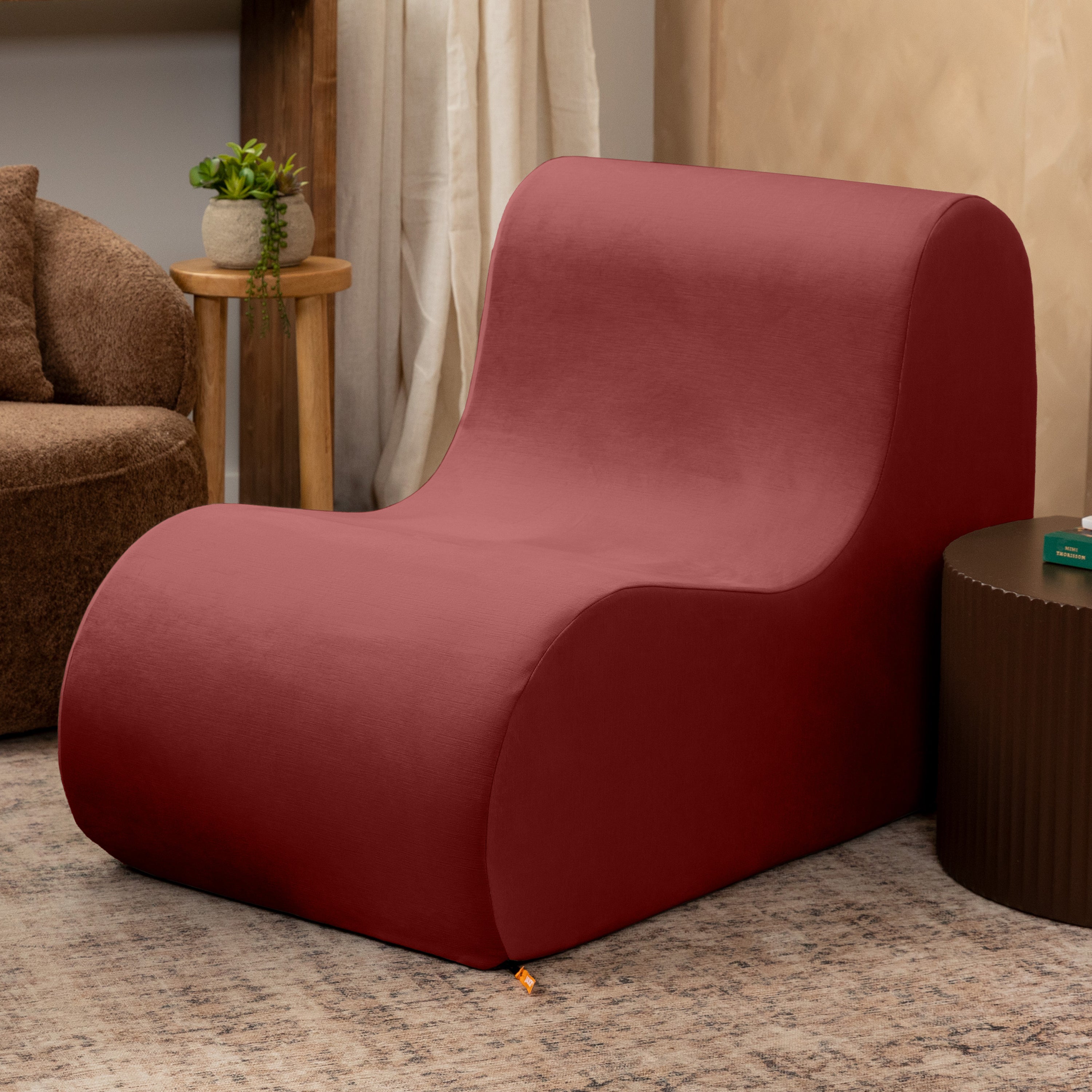Jaxx Uptown Large Modern Armless Accent Chair, Berry