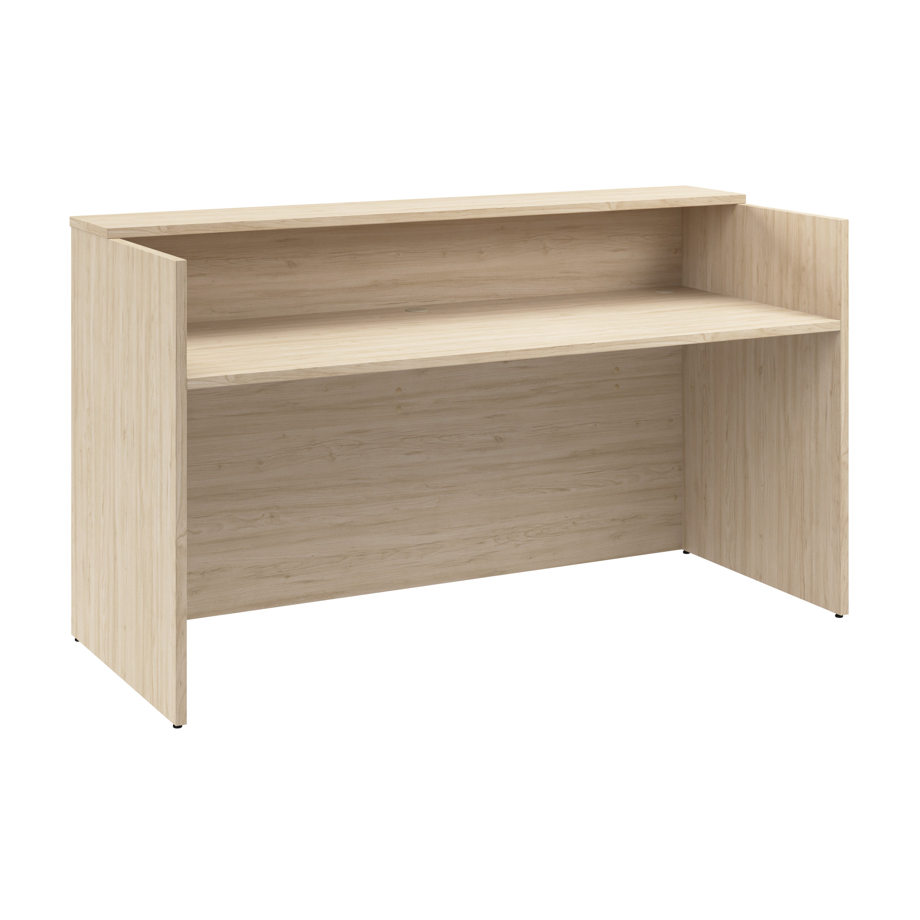 Bush Business Furniture Arrive 72W x 30D Reception Desk with Shelf in Natural Elm - 71.02" Width x 29.49" Depth x 40.35" Height