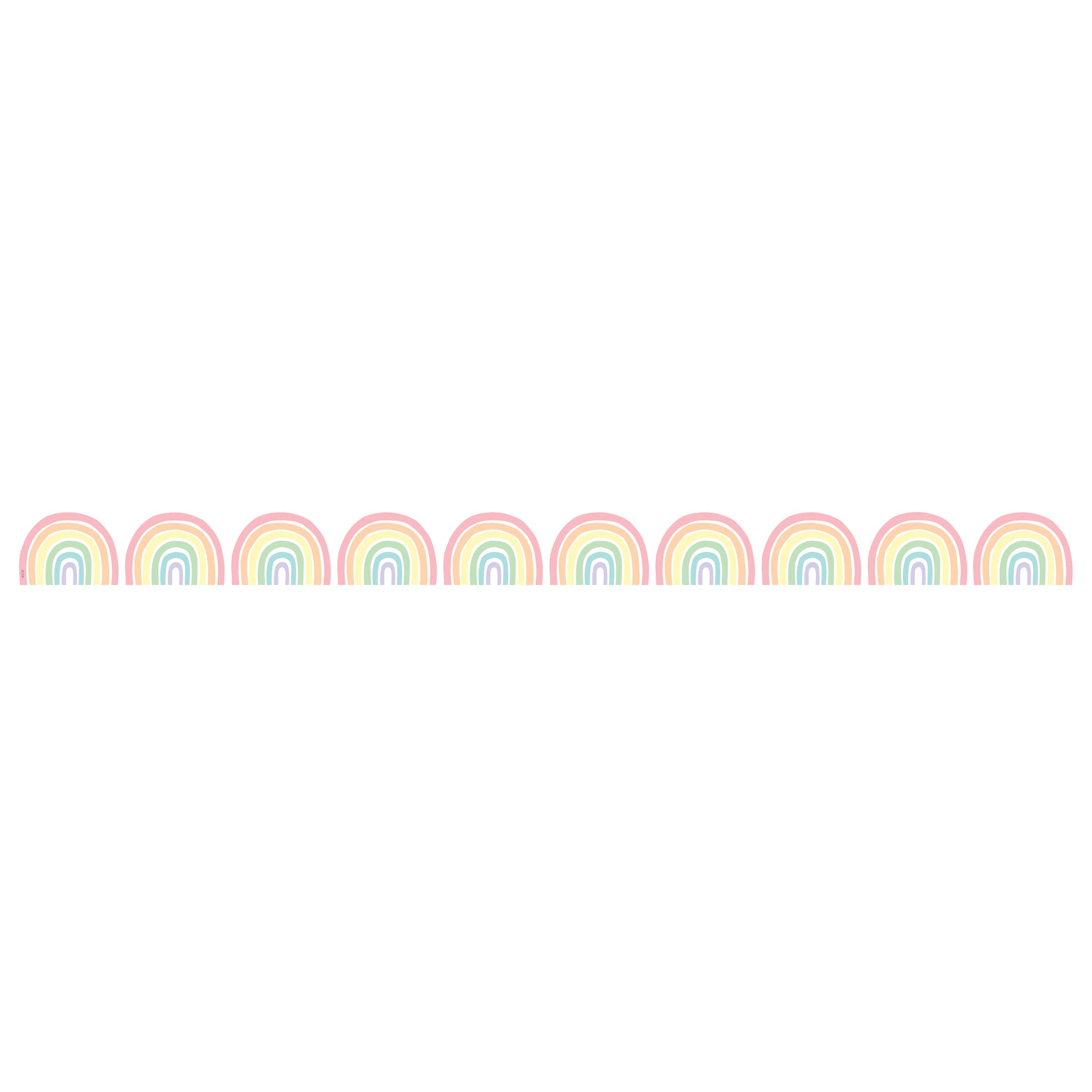 Pastel Pop Rainbows Die-Cut Rolled Border Trim, 50 Feet