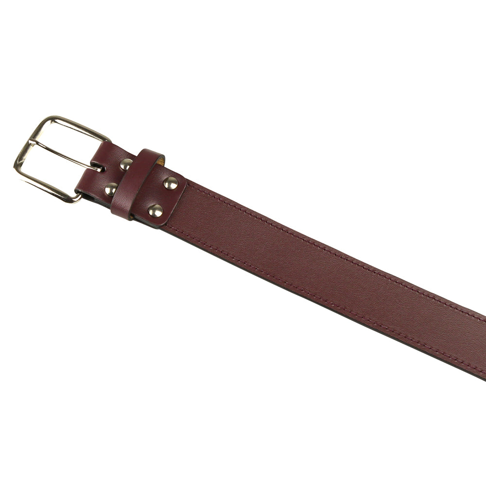 Genuine Bonded Leather Belt - Maroon, Small