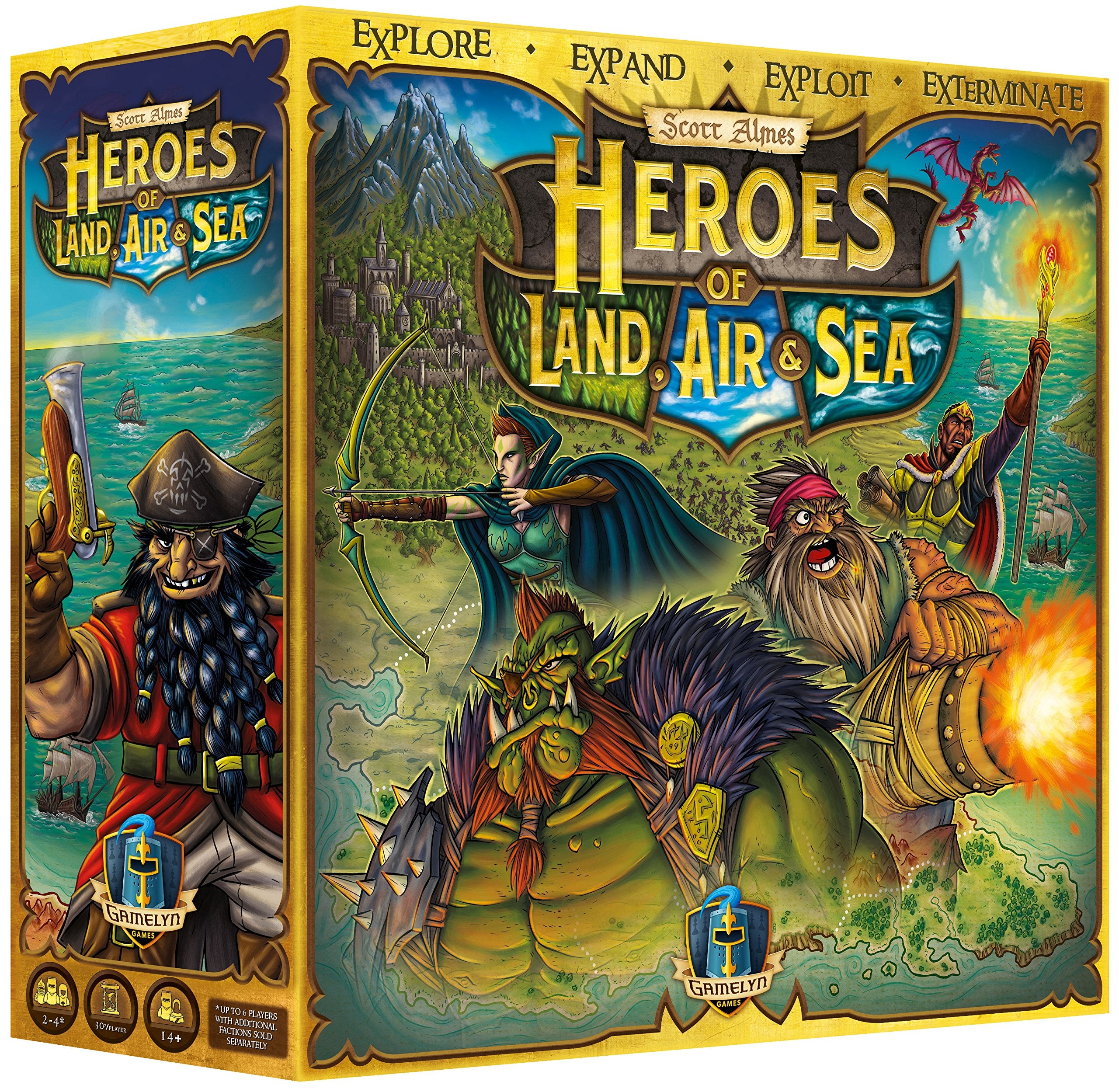 Heroes of Land, Air & Sea | 4X Strategy Board Game with Miniatures | Empire Building & Warfare | 1-4 Players, Age 14+