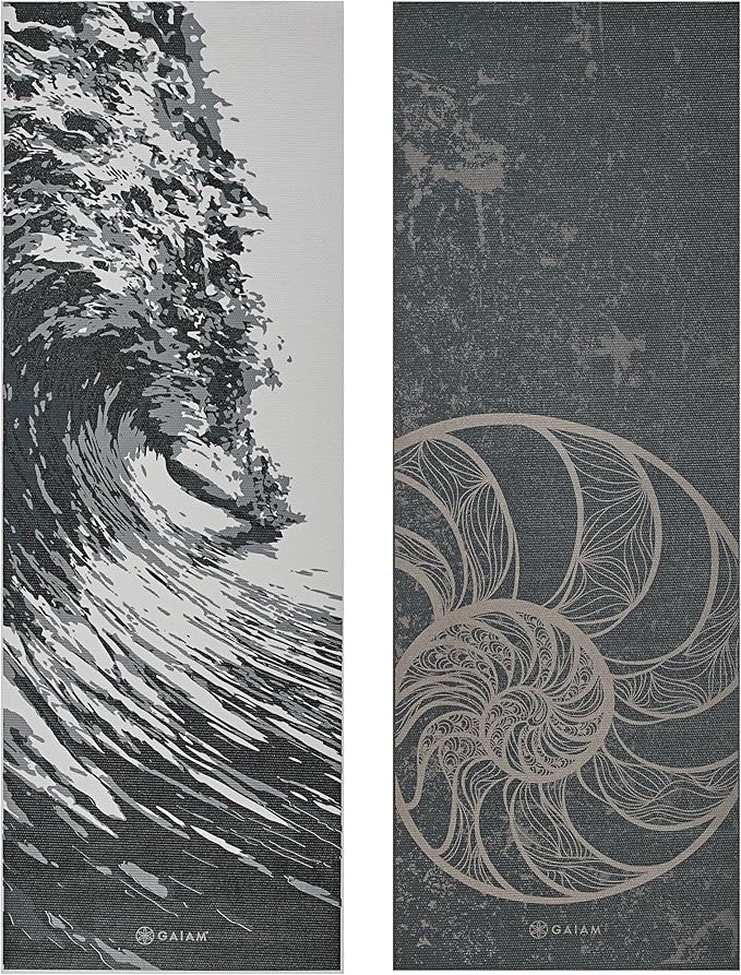 Gaiam Yoga Mat - Premium 6mm Print Extra Thick Non Slip Exercise & Fitness Mat for All Types of Yoga, Pilates & Floor Workouts (68"L x 24"W x 6mm Thick) - Spiral Motion