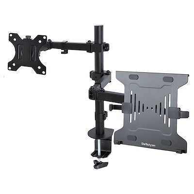 StarTech.com Monitor Arm with VESA Laptop Tray for a Laptop (4.5kg/9.9lb) and a Single Display up to 32" (8kg/17.6lb) Black Vented Tray Adjustable Lap