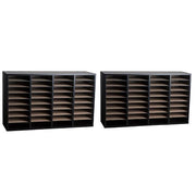 Wood Adjustable 36 Compartment Literature Organizer, Black 2 Pack